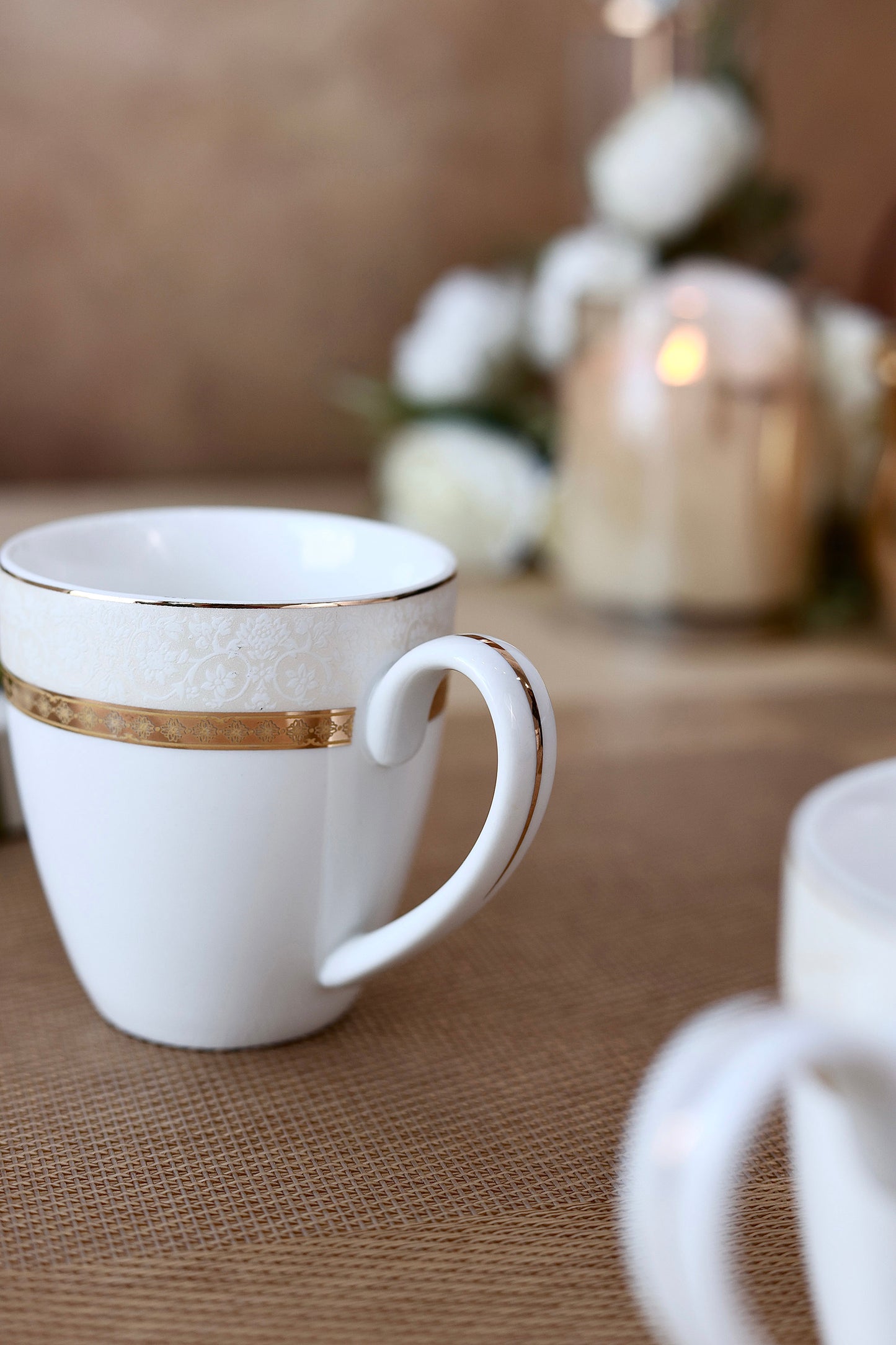 Opaline Gold Mug Set (Capacity 170 ML, Set of 6) - Vigneto