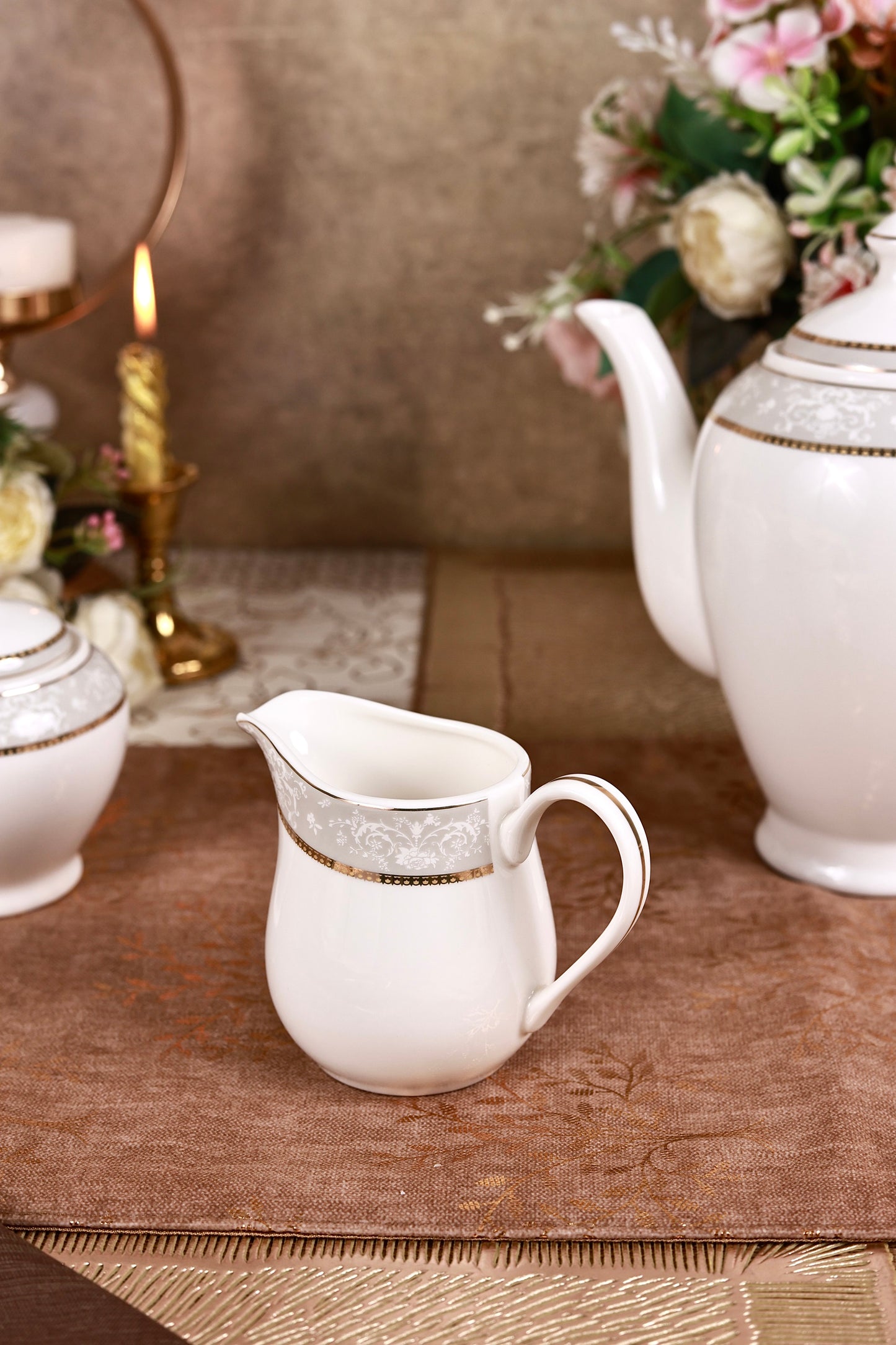 Fleur in Grey 15 Pcs Tea Set - Vigneto