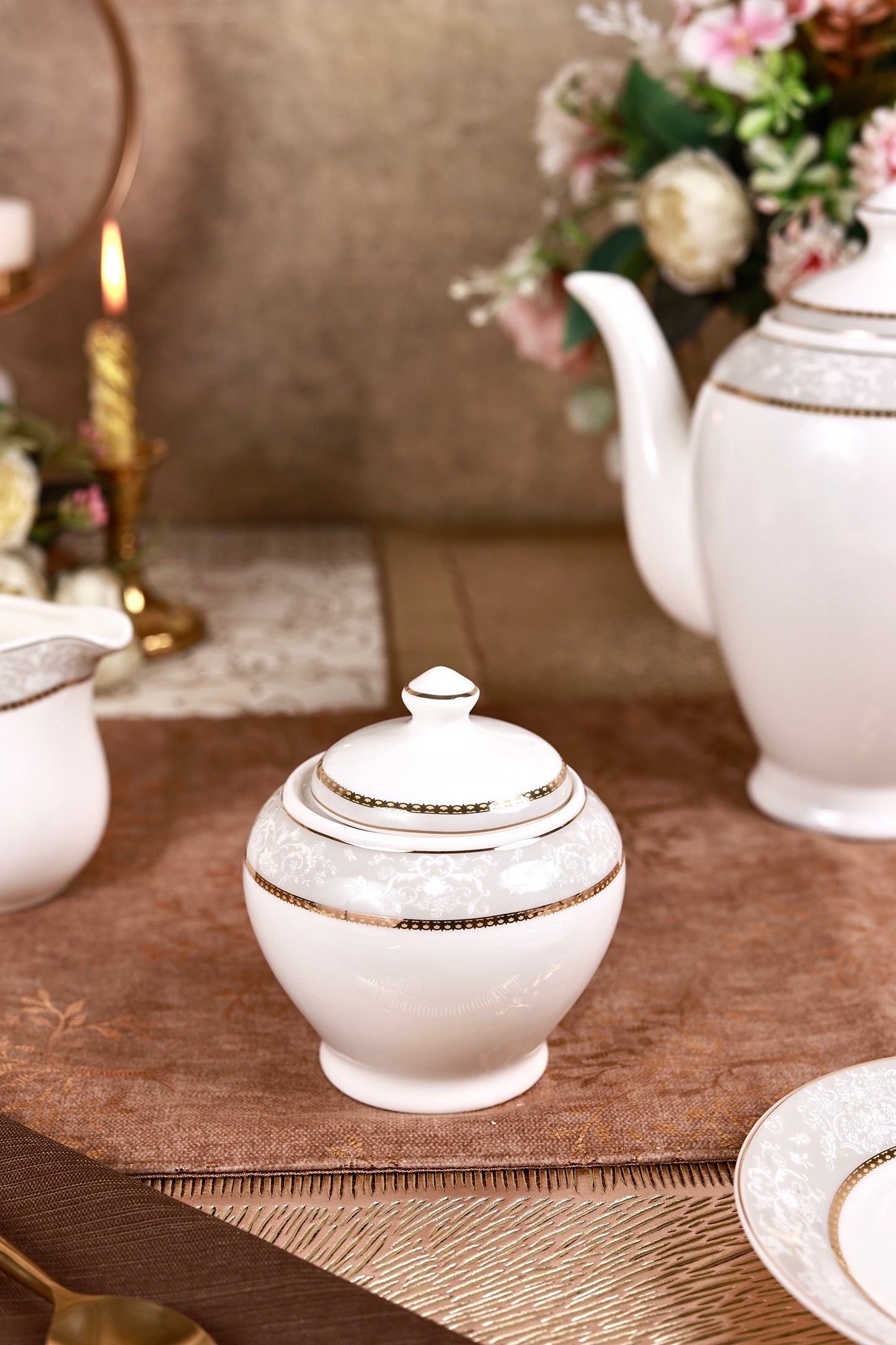 Fleur in Grey 15 Pcs Tea Set - Vigneto