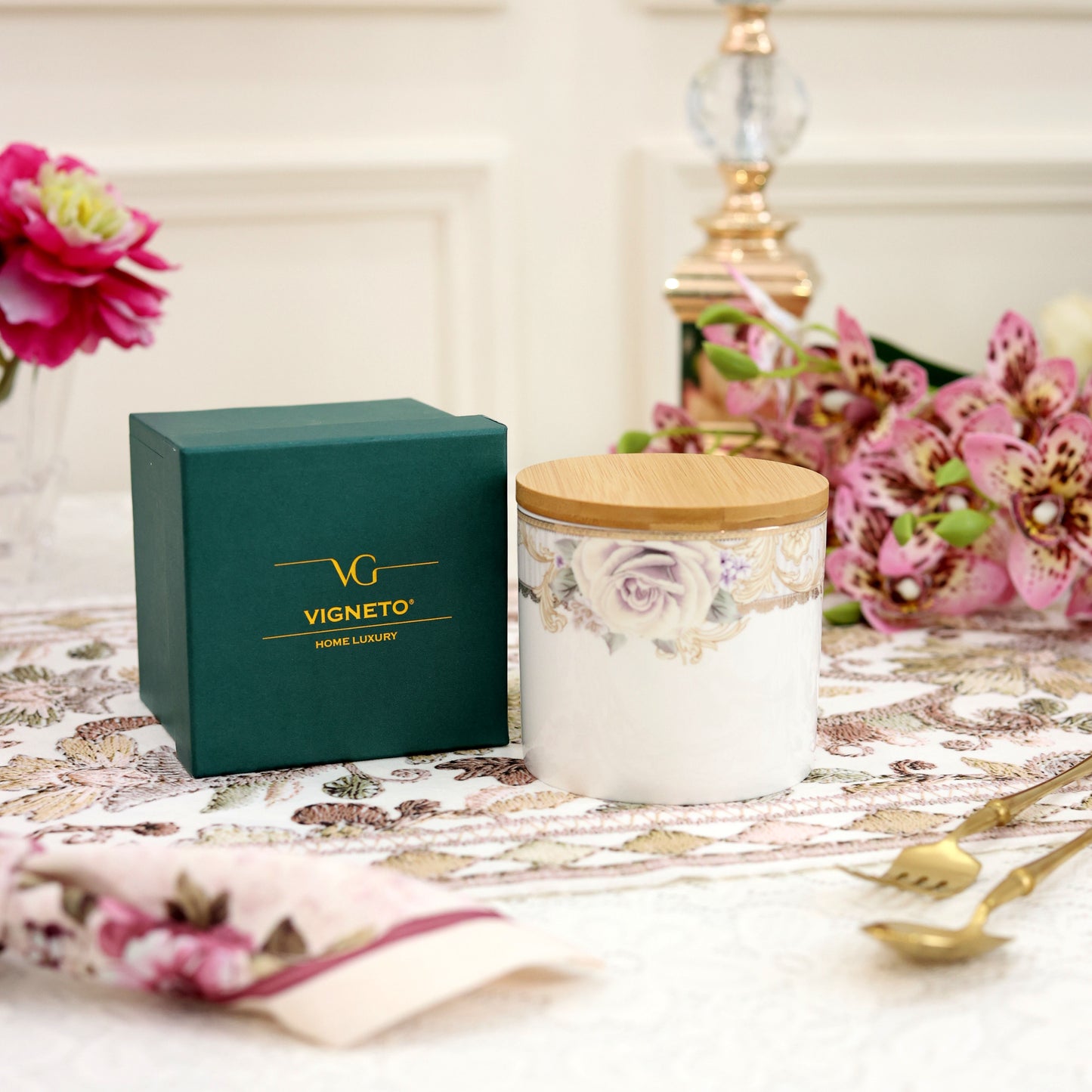 Gold Roses Canister (1 Pc)