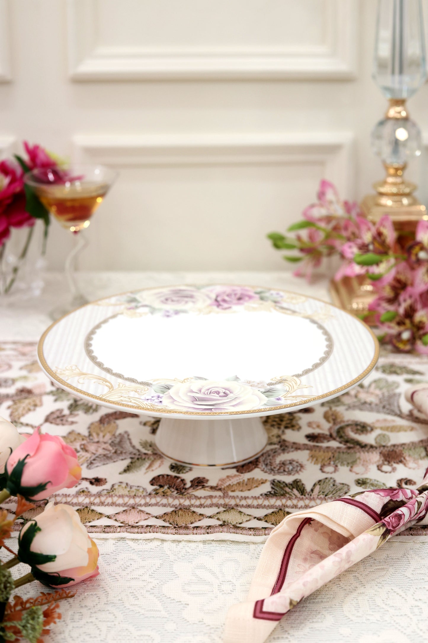 Gold Roses Cake Stand