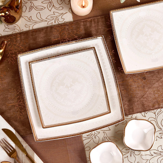 Persian Ivory 10 Pcs Snack Set (2 Serving Plates, 6 Quarter Plates, 2 Dip Bowls)