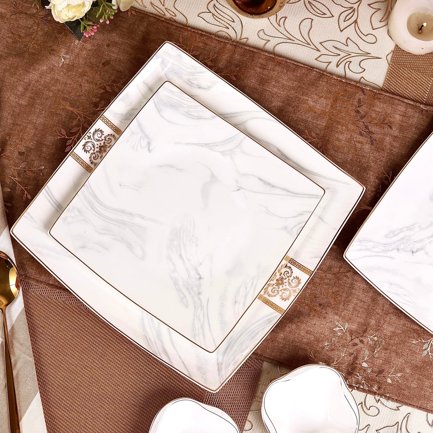 Regency Gold 10 Pcs Snack Set (2 Serving Plates, 6 Quarter Plates, 2 Dip Bowls)