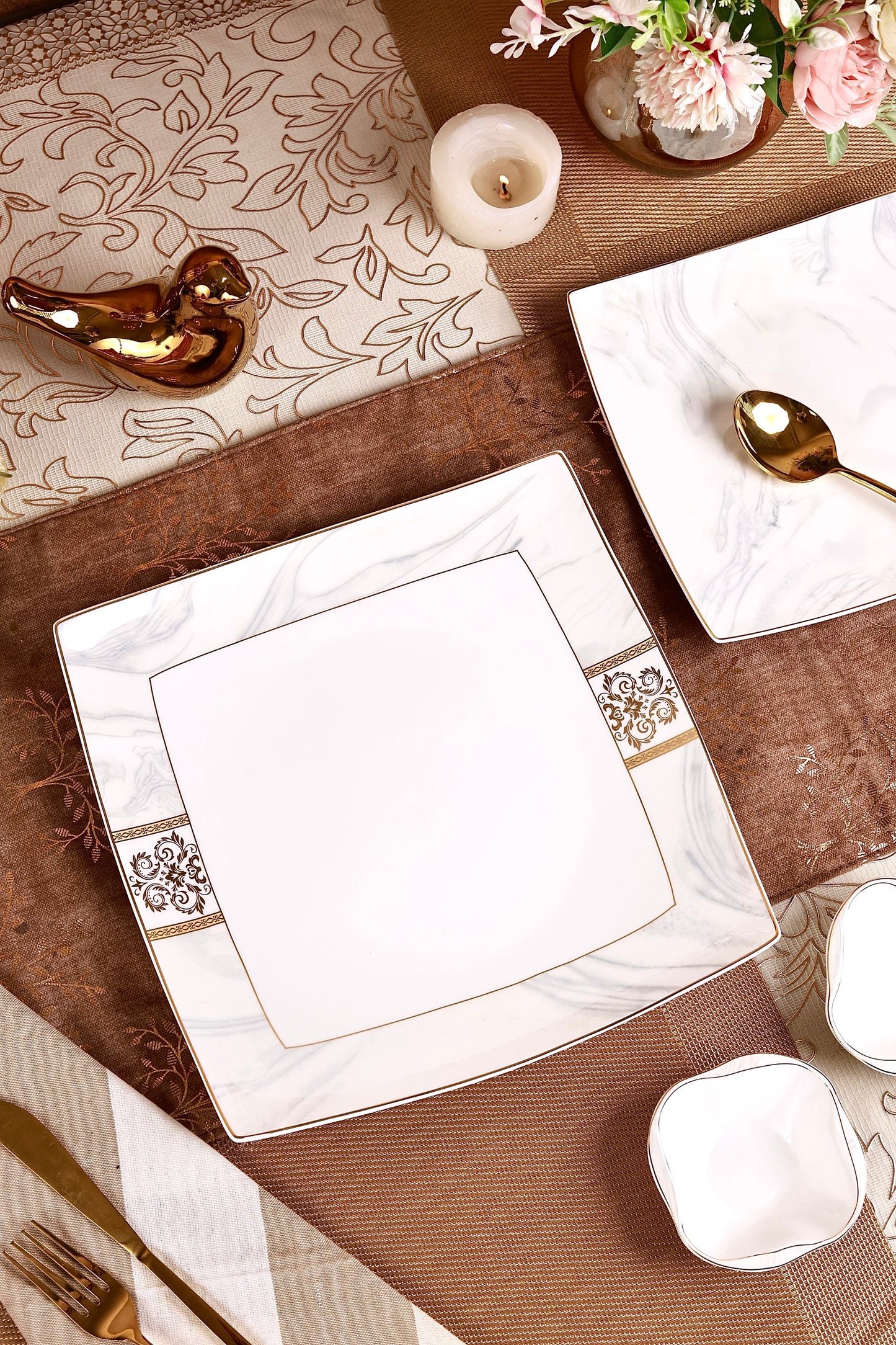Regency Gold 10 Pcs Snack Set (2 Serving Plates, 6 Quarter Plates, 2 Dip Bowls)