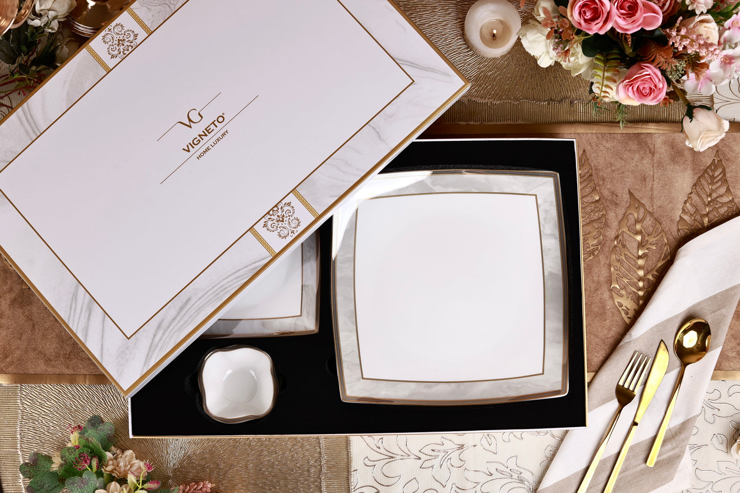 Oyster Pearl 10 Pcs Snack Set (2 Serving Plates, 6 Quarter Plates, 2 Dip Bowls)