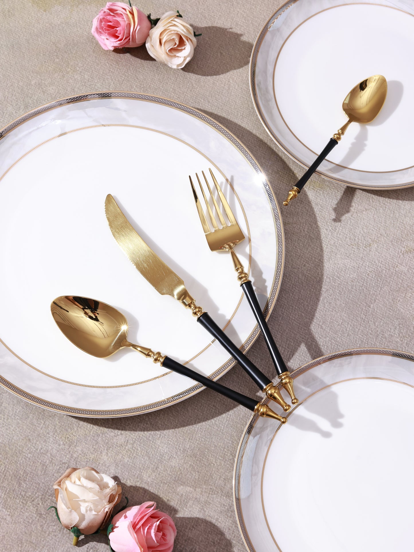 Grecian Black Table Fork (Shine Gold Finish, Set of 6)