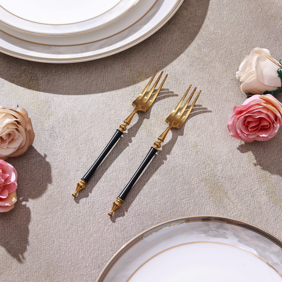 Grecian Black Small Fork (Shine Gold Finish, Set of 6)