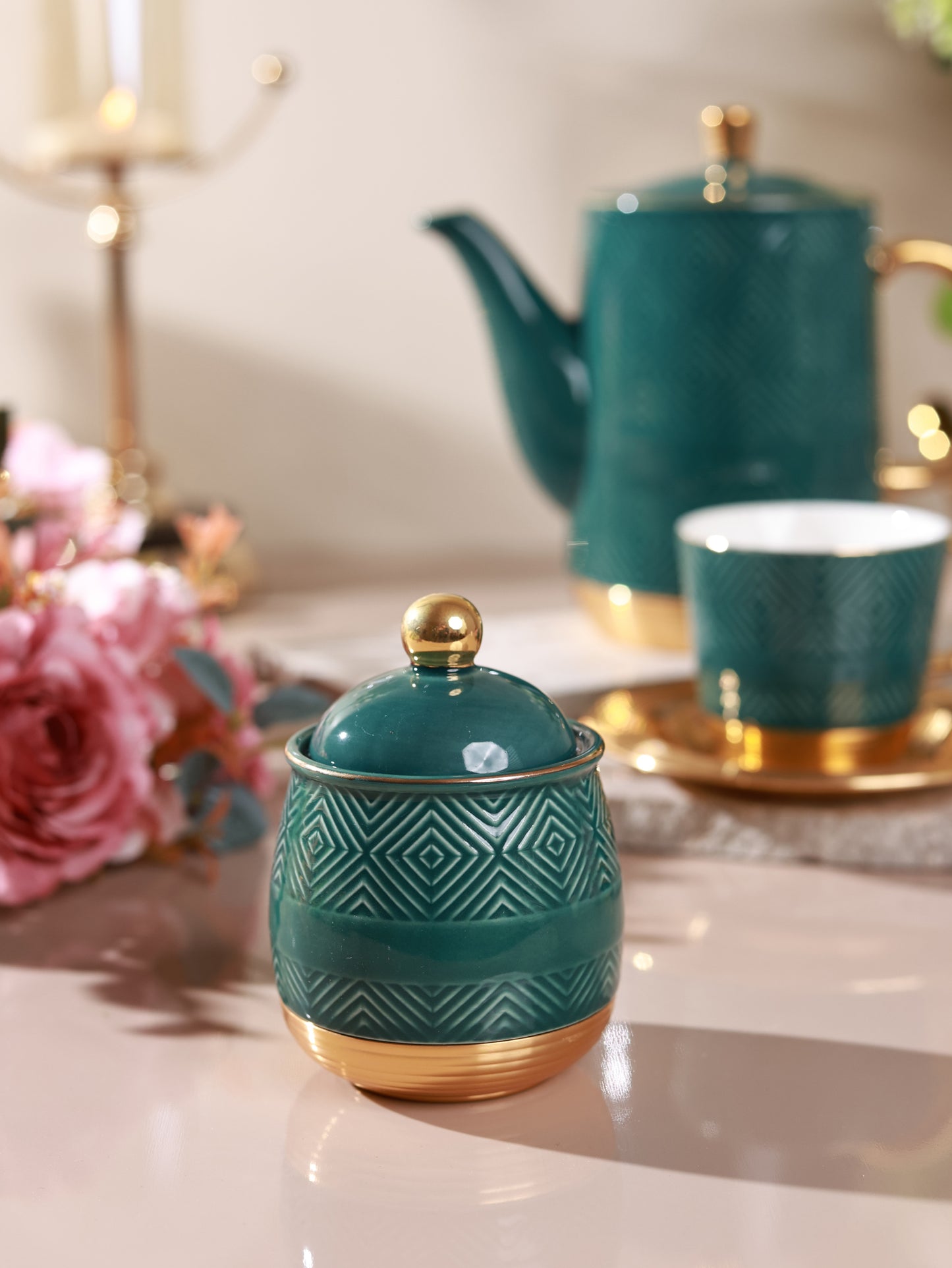 Verde 15 Pcs Tea Set (Metal Collection, 24K Gold)