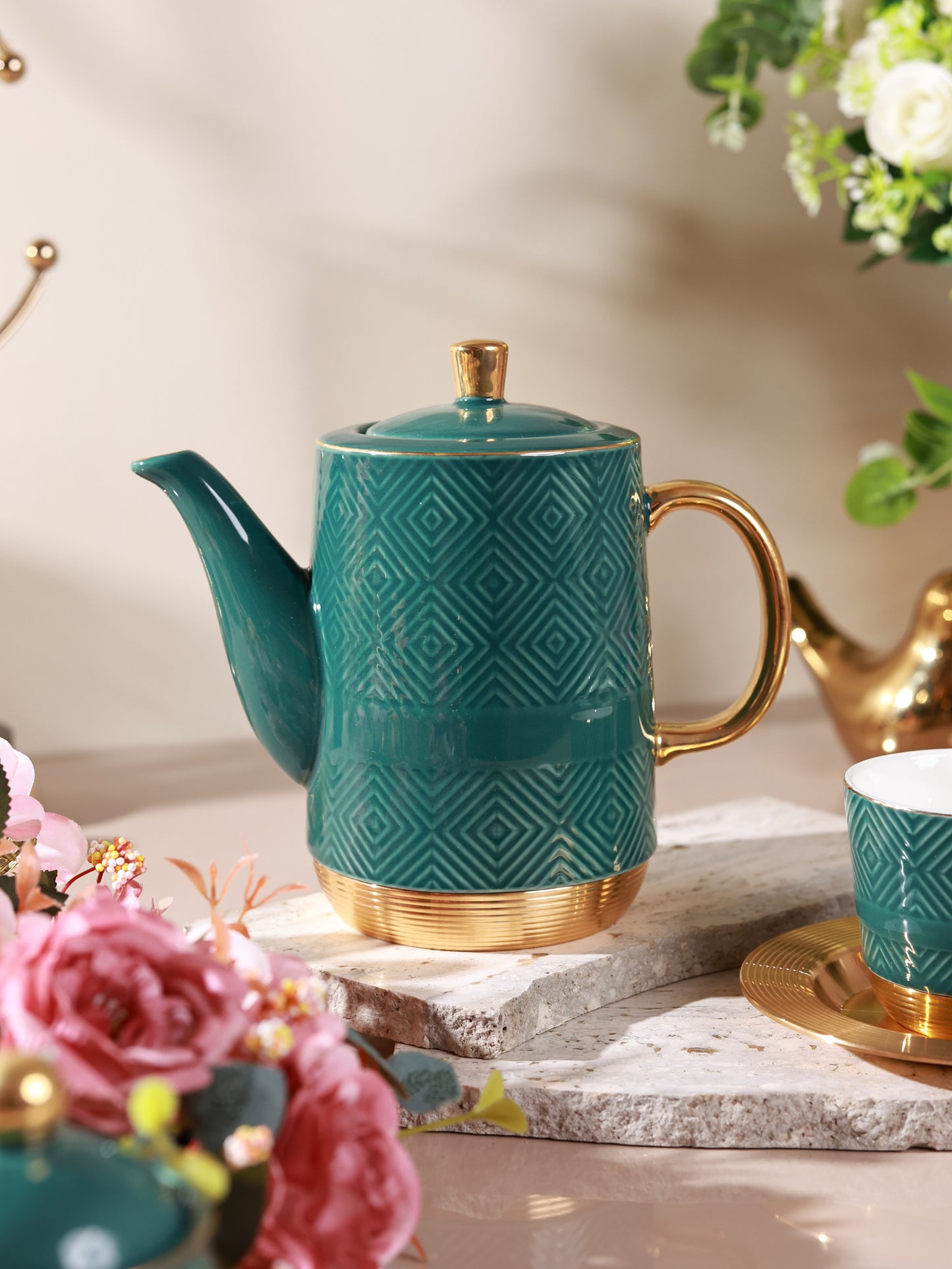 Verde 15 Pcs Tea Set (Metal Collection, 24K Gold)