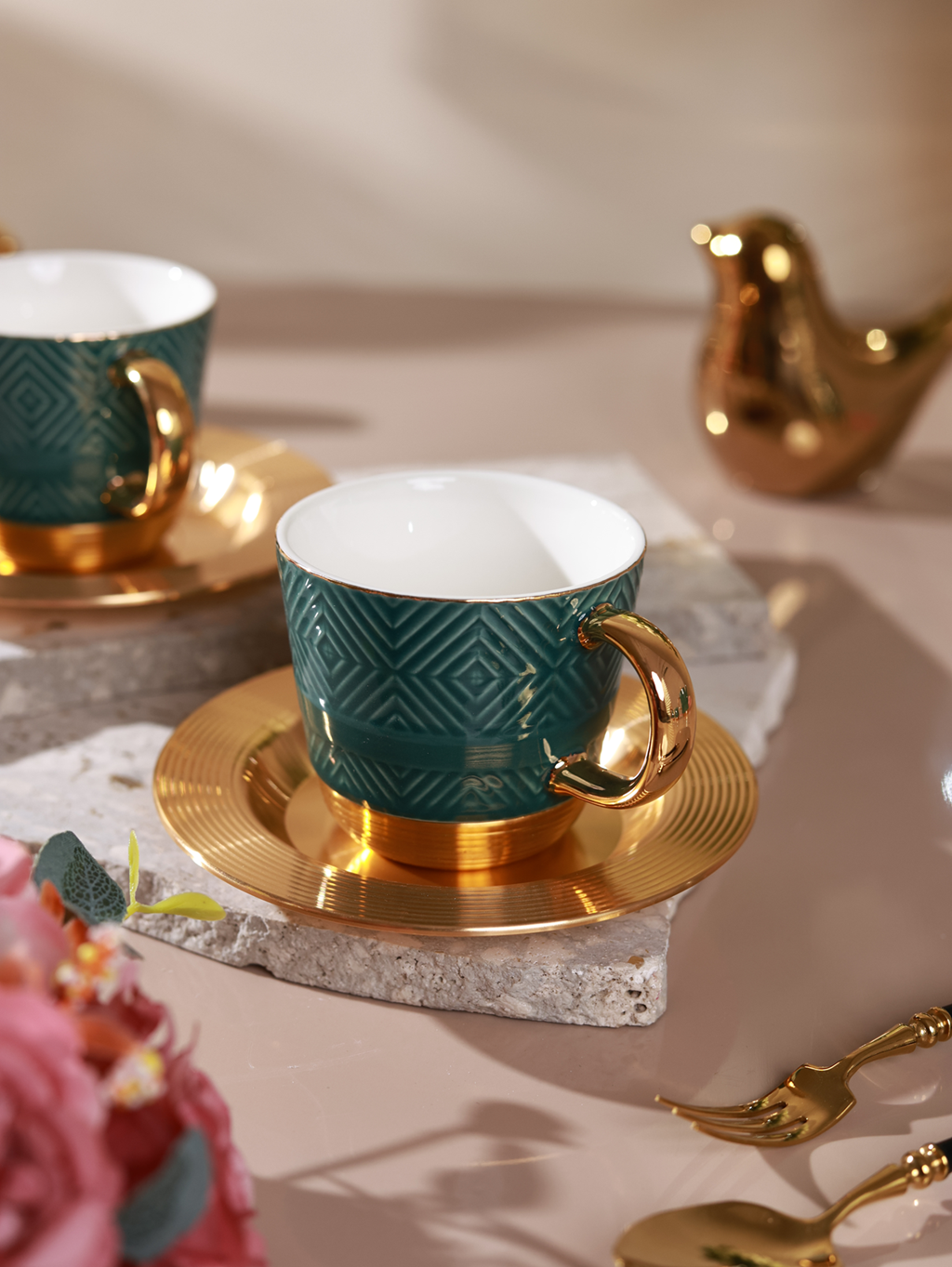 Verde 15 Pcs Tea Set (Metal Collection, 24K Gold)