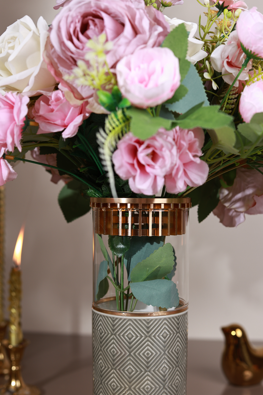 Grey Flower Vase (Metal Collection, 24K Gold)