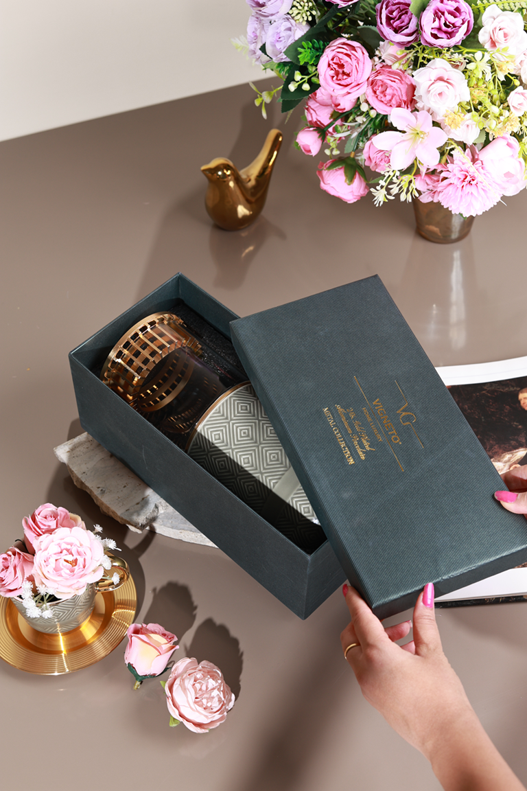 Grey Flower Vase (Metal Collection, 24K Gold)