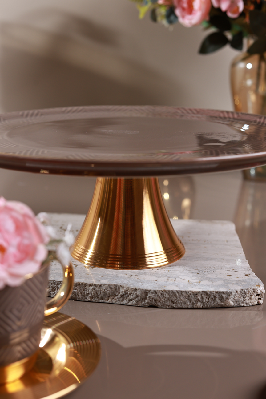 Chestnut Cake Stand (Metal Collection, 24K Gold)