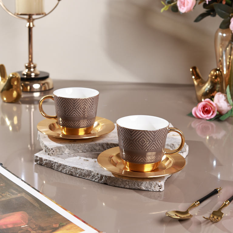 Chestnut 15 Pcs Tea Set (Metal Collection, 24K Gold)