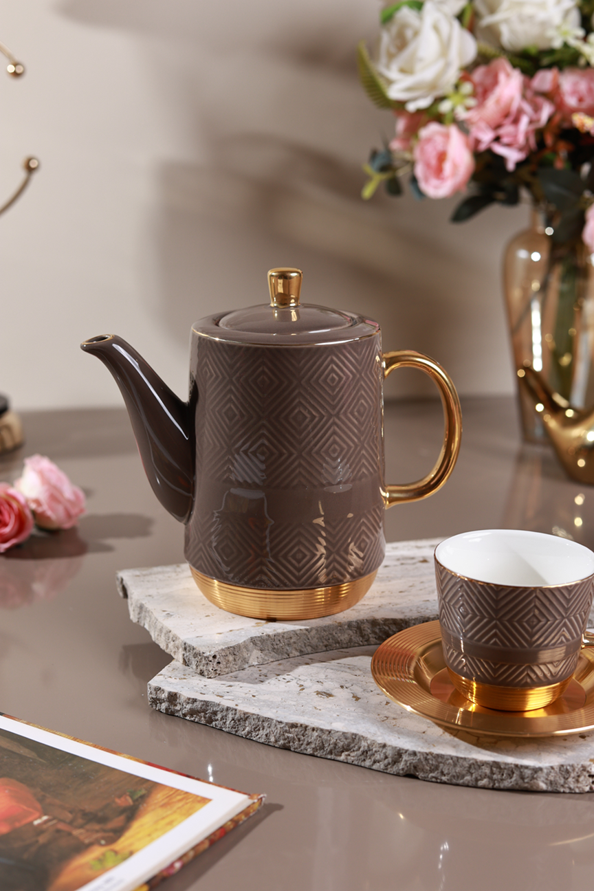 Chestnut 15 Pcs Tea Set (Metal Collection, 24K Gold)