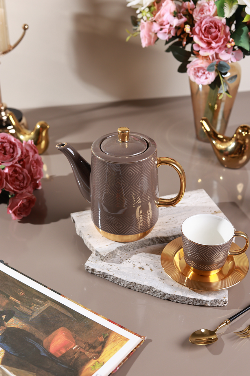 Chestnut 15 Pcs Tea Set (Metal Collection, 24K Gold)