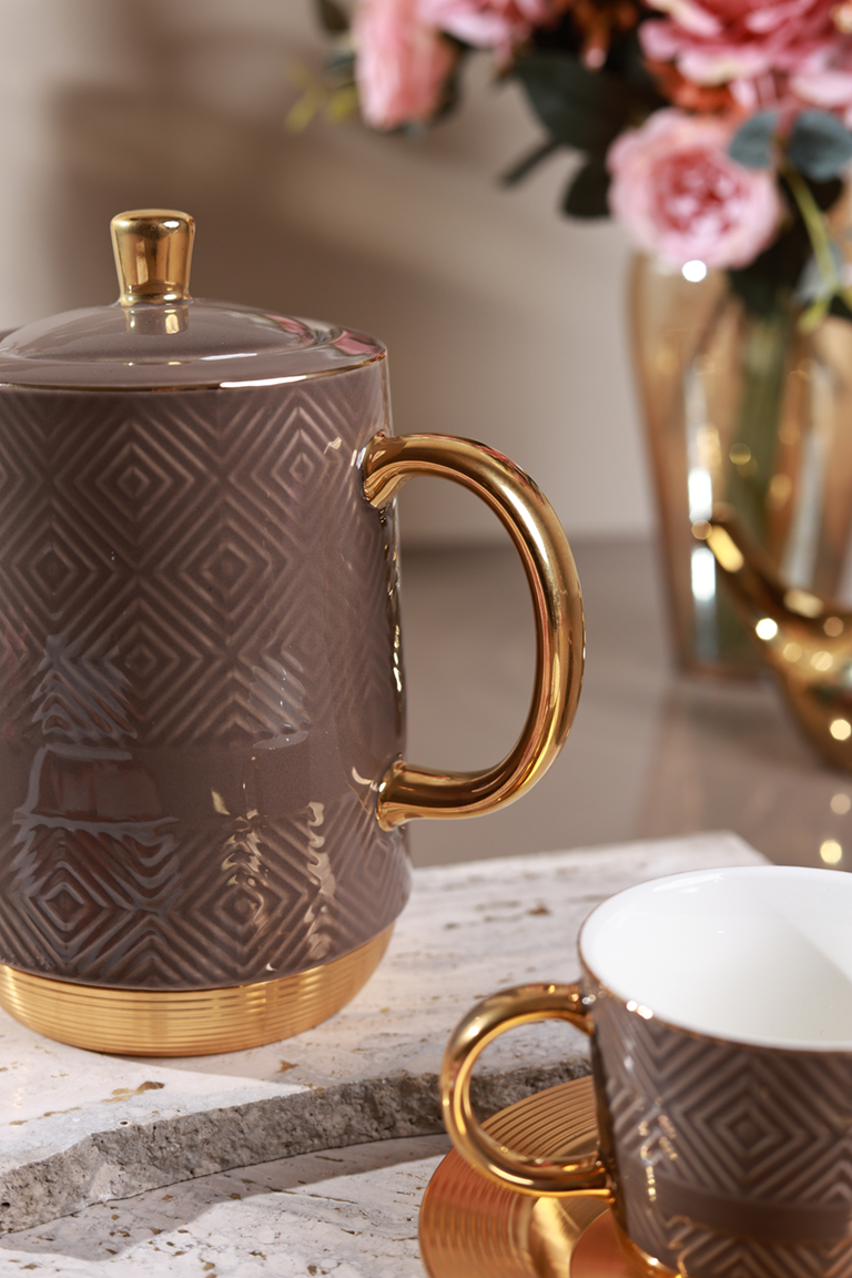 Chestnut 15 Pcs Tea Set (Metal Collection, 24K Gold)