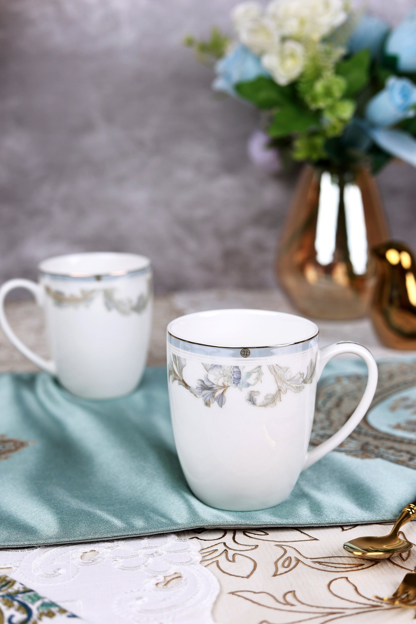 Oriental Blume Coffee Mugs (Set of 2, 300 ML)
