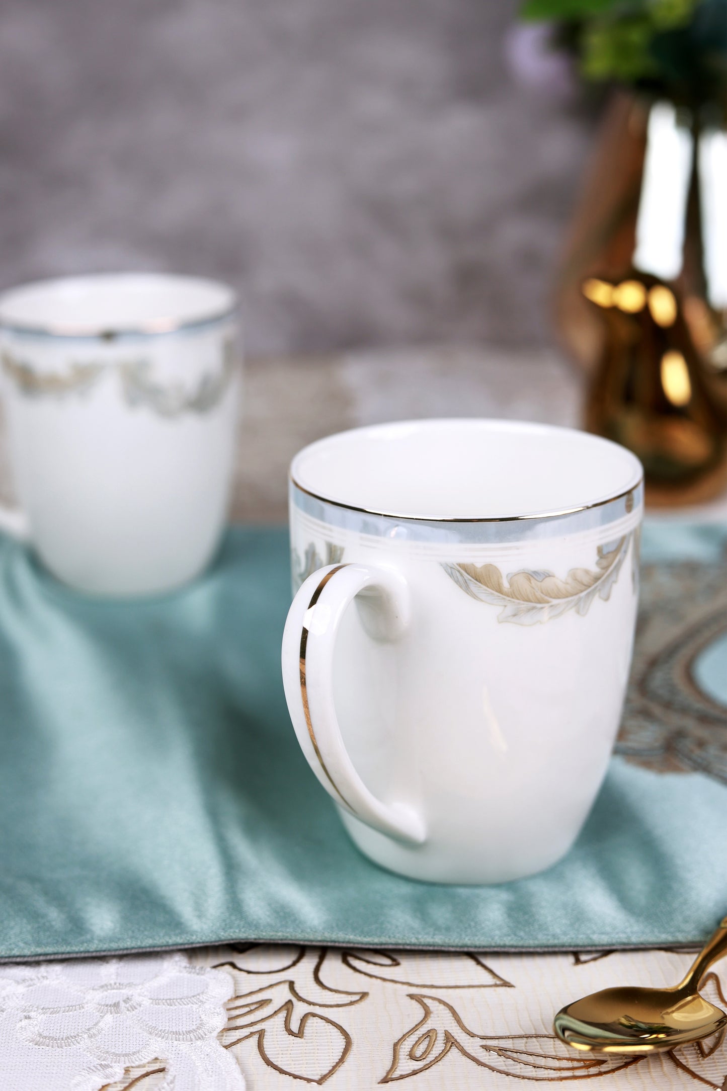 Oriental Blume Coffee Mugs (Set of 2, 300 ML)