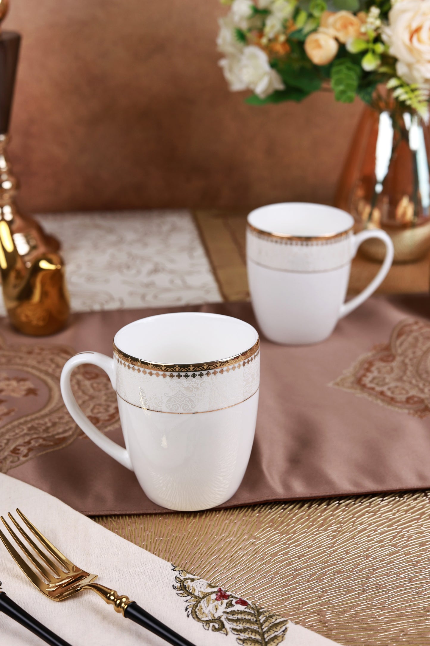Persian Ivory Coffee Mugs (Set of 2, 300 ML)