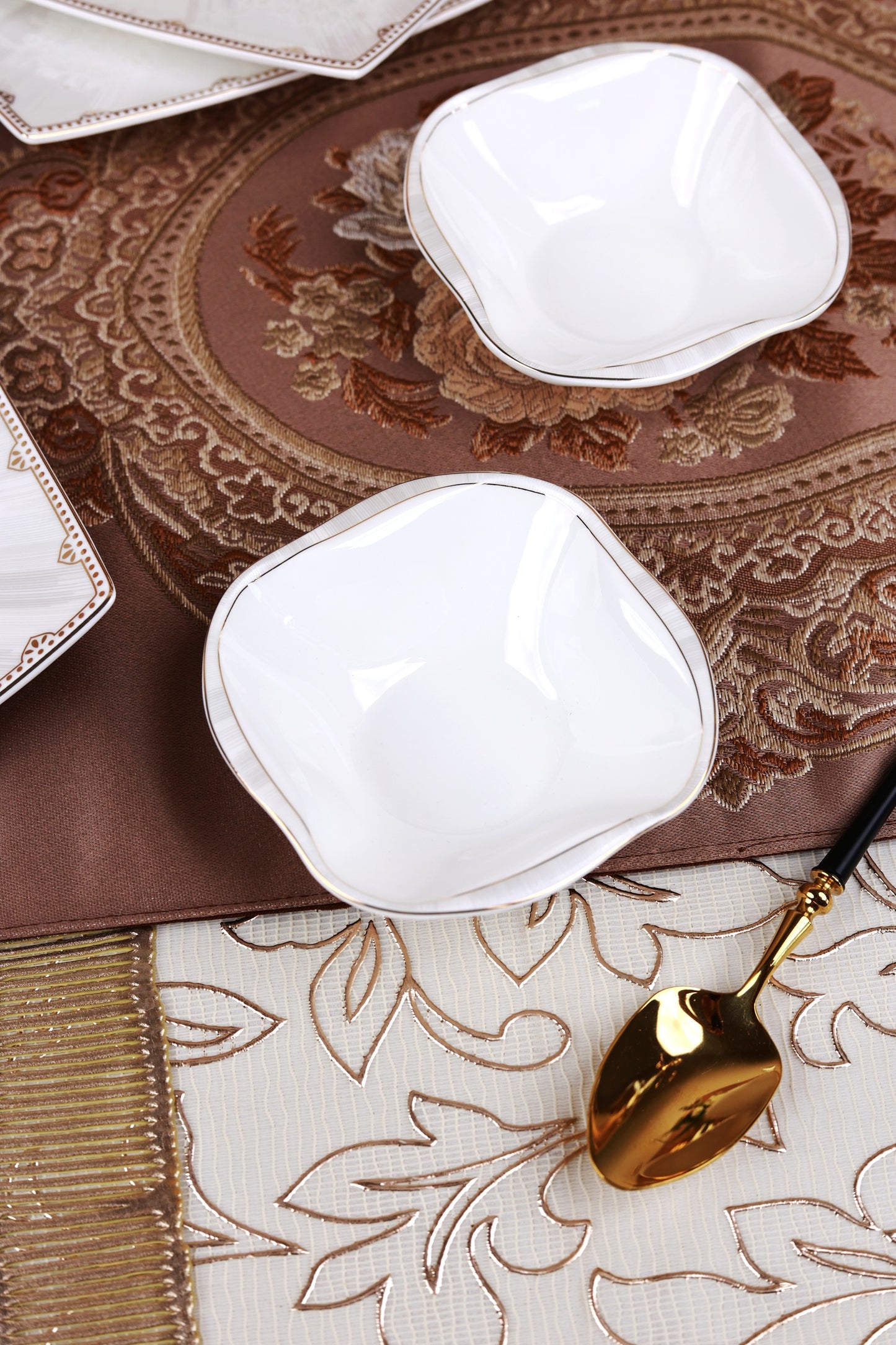 Parisian Gold 10 Pcs Snack Set (2 Serving Plates, 6 Quarter Plates, 2 Dip Bowls)
