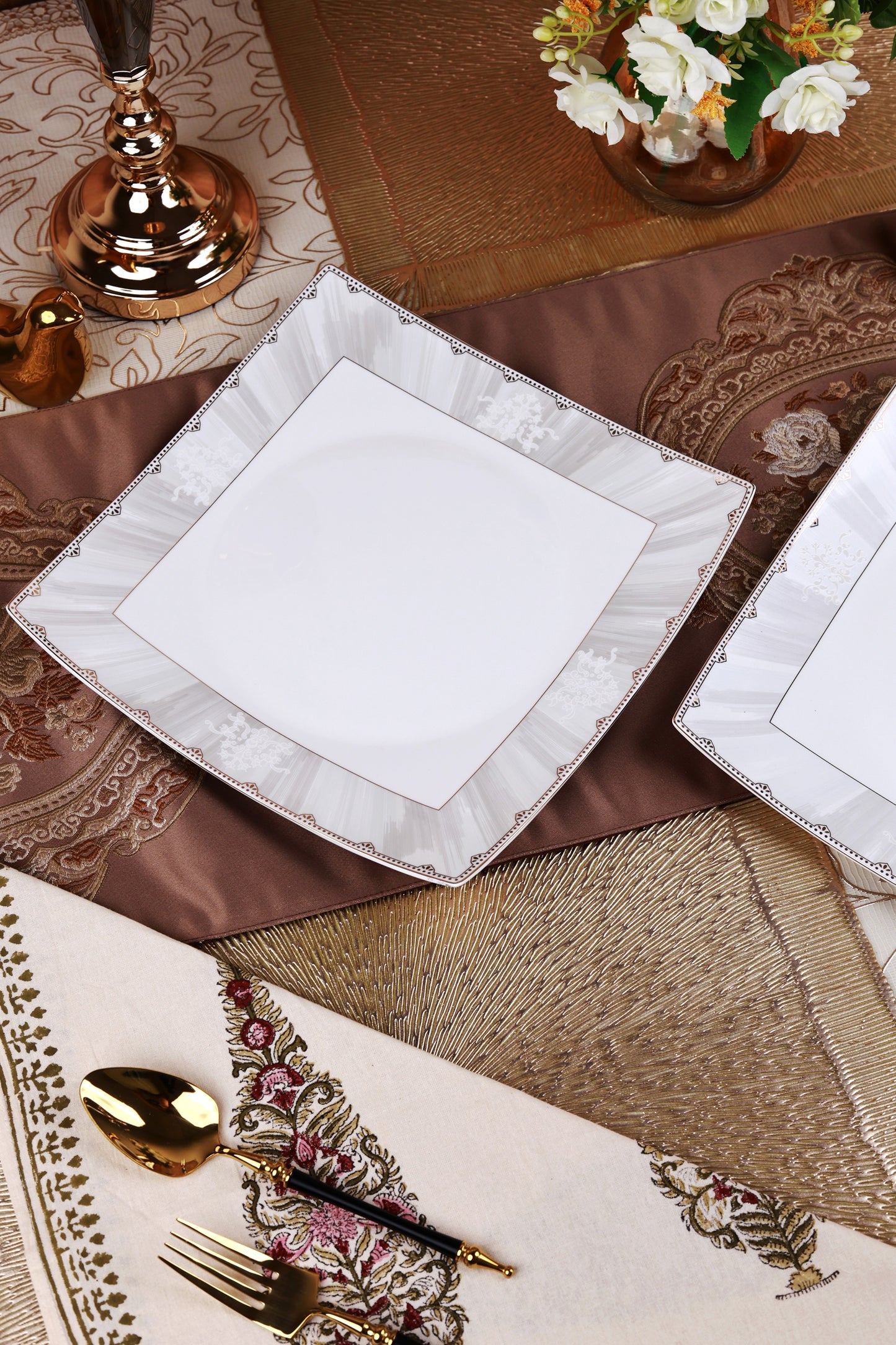Parisian Gold 10 Pcs Snack Set (2 Serving Plates, 6 Quarter Plates, 2 Dip Bowls)