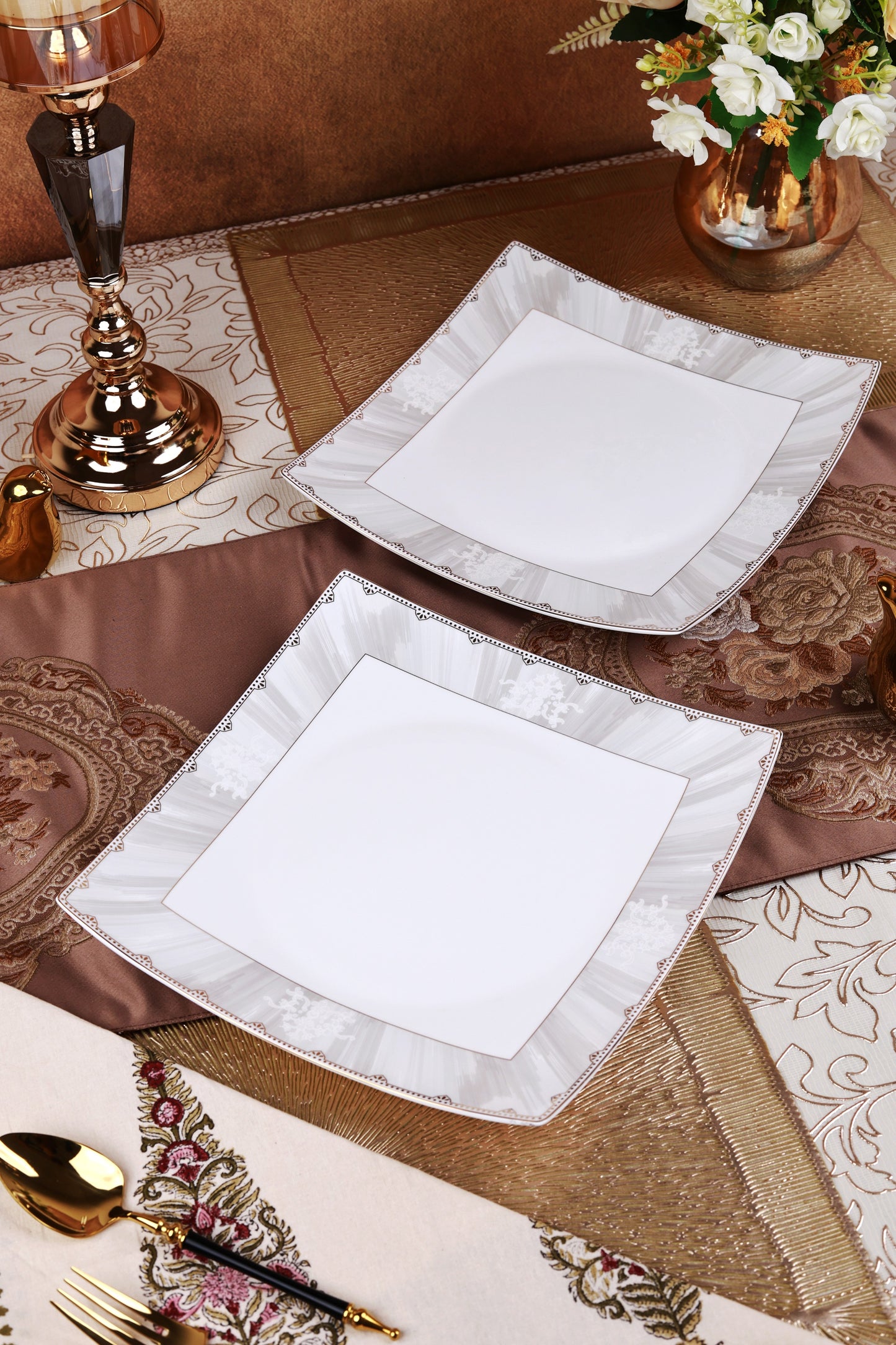Parisian Gold 10 Pcs Snack Set (2 Serving Plates, 6 Quarter Plates, 2 Dip Bowls)