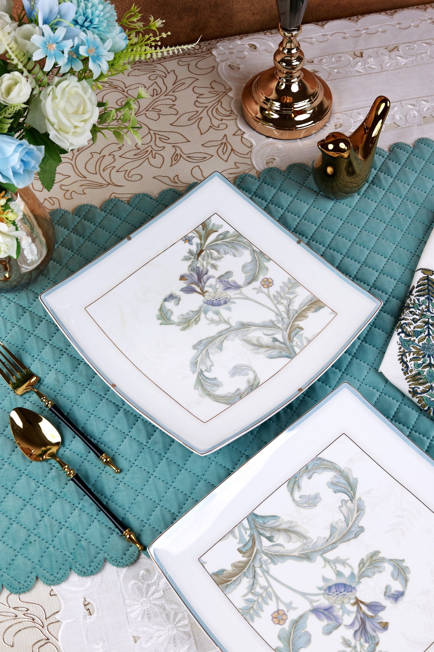 Oriental Blume Serving Platter (Set of 2)