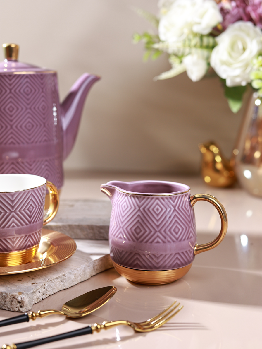 Mauve 15 Pcs Tea Set (Metal Collection, 24K Gold)
