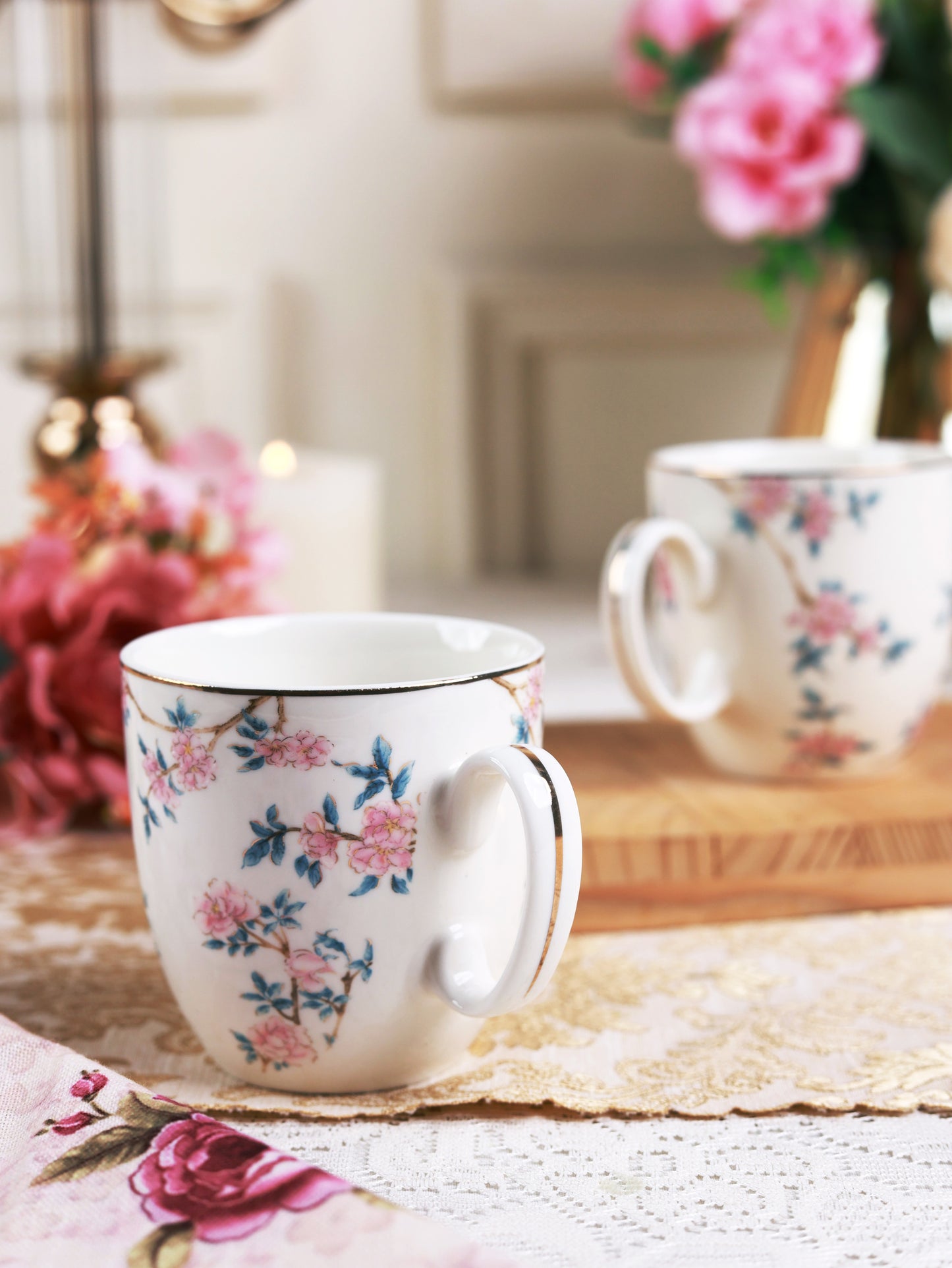 Victorian Green Mug Set (Capacity 200 ML, Set of 6)