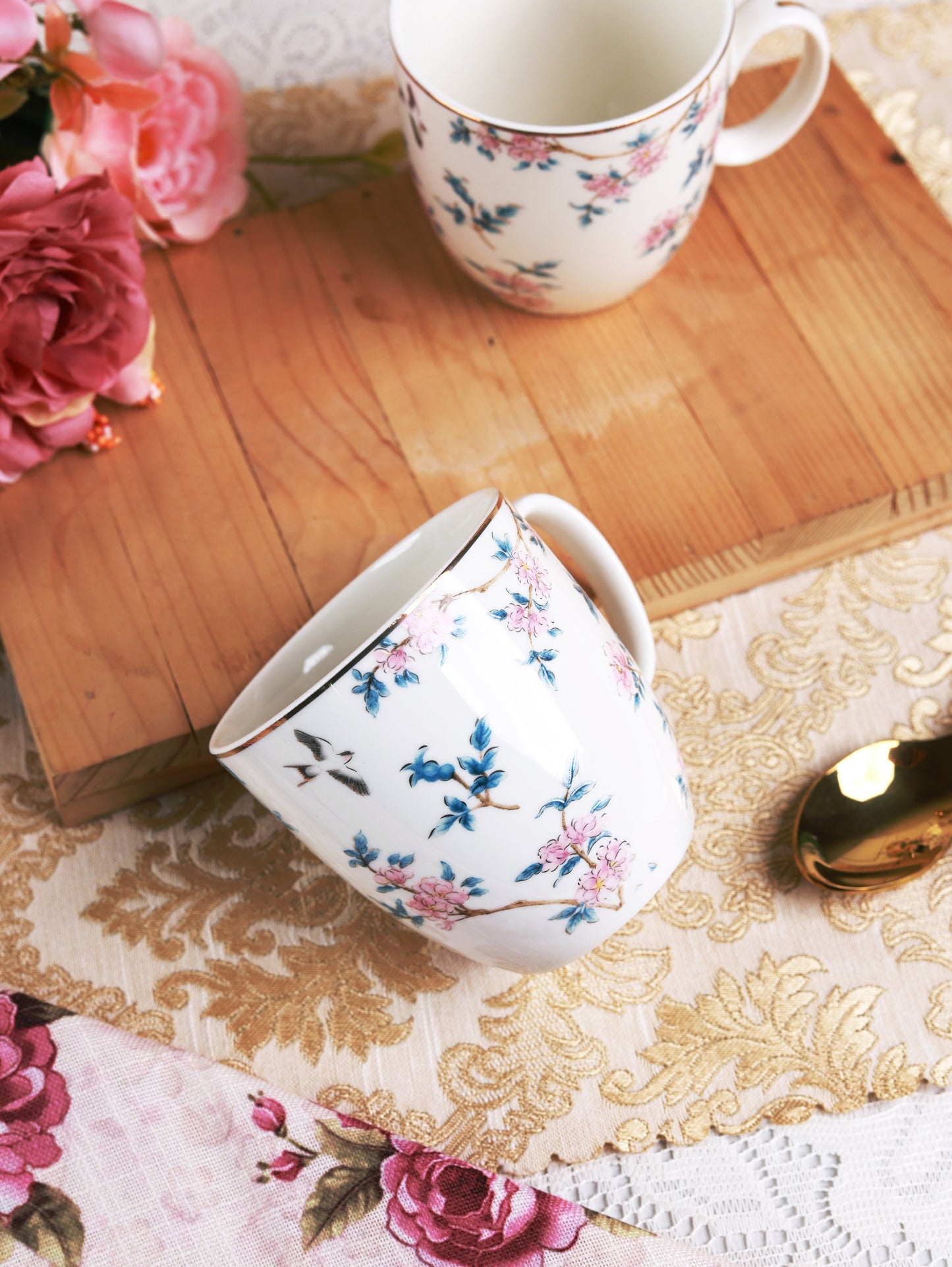 Victorian Green Mug Set (Capacity 200 ML, Set of 6)