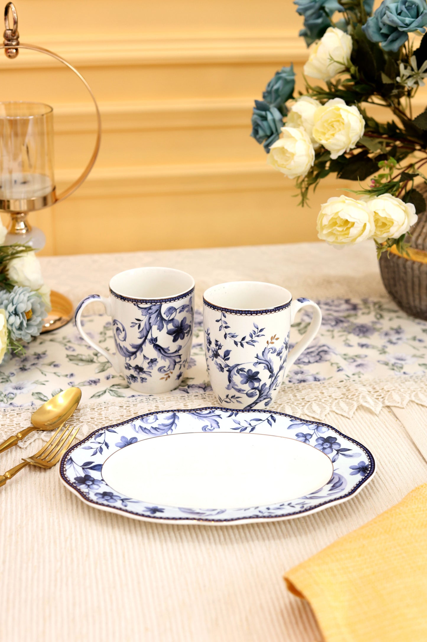 Midnight Blue Coffee Mugs and Tray