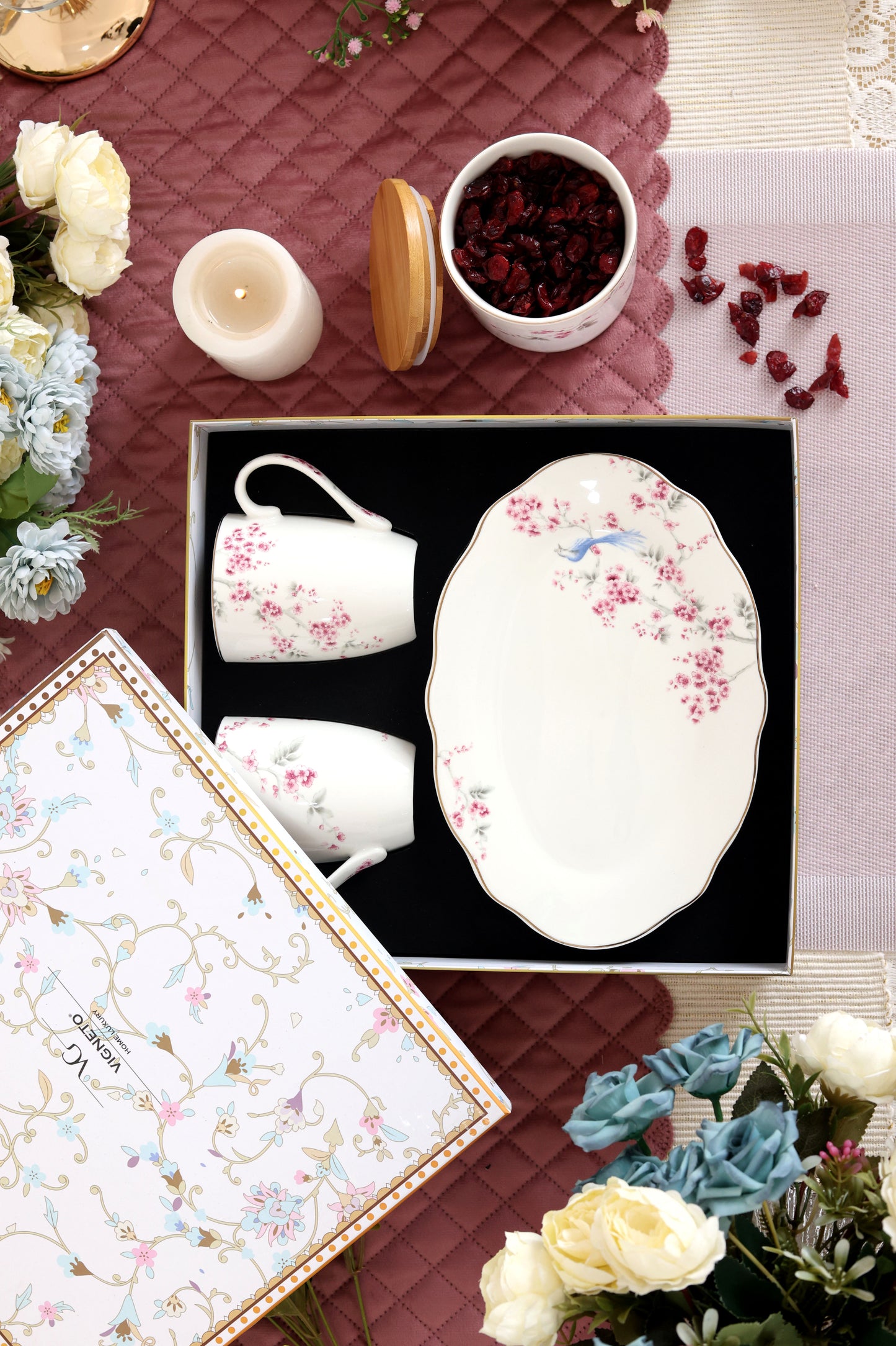 Orchid bliss Coffee Mugs and Tray
