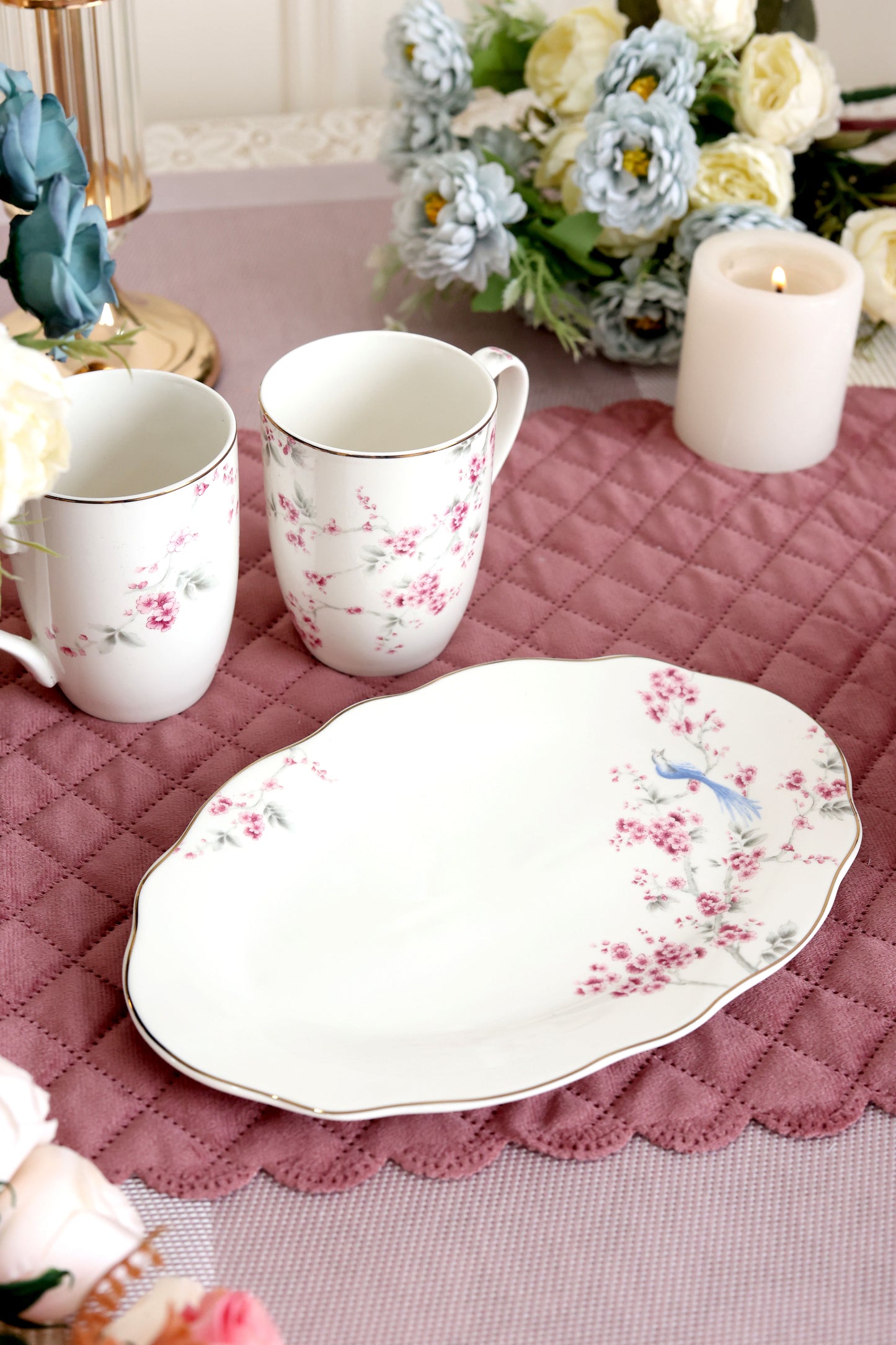 Orchid bliss Coffee Mugs and Tray