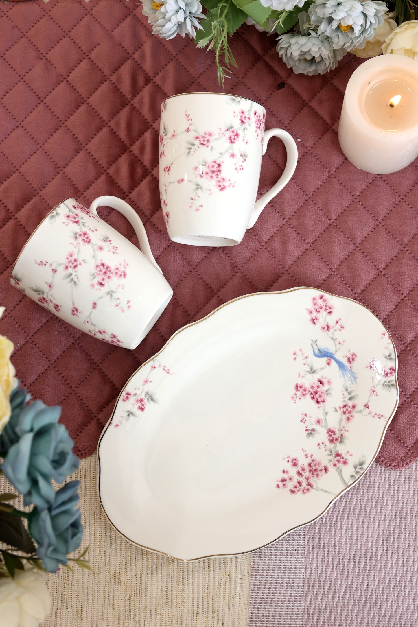 Orchid bliss Coffee Mugs and Tray