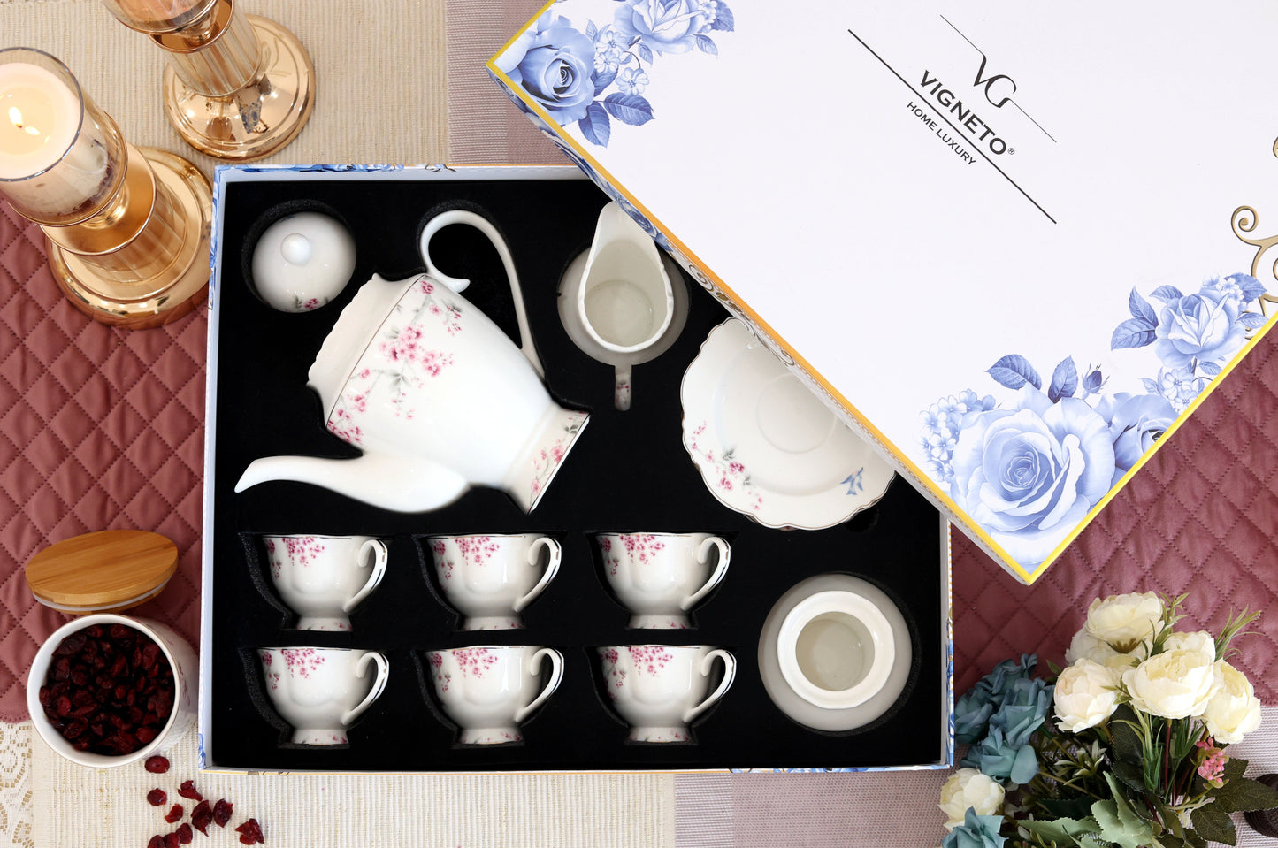 Orchid Bliss 15 Pcs Tea Set (Vintage Collection)