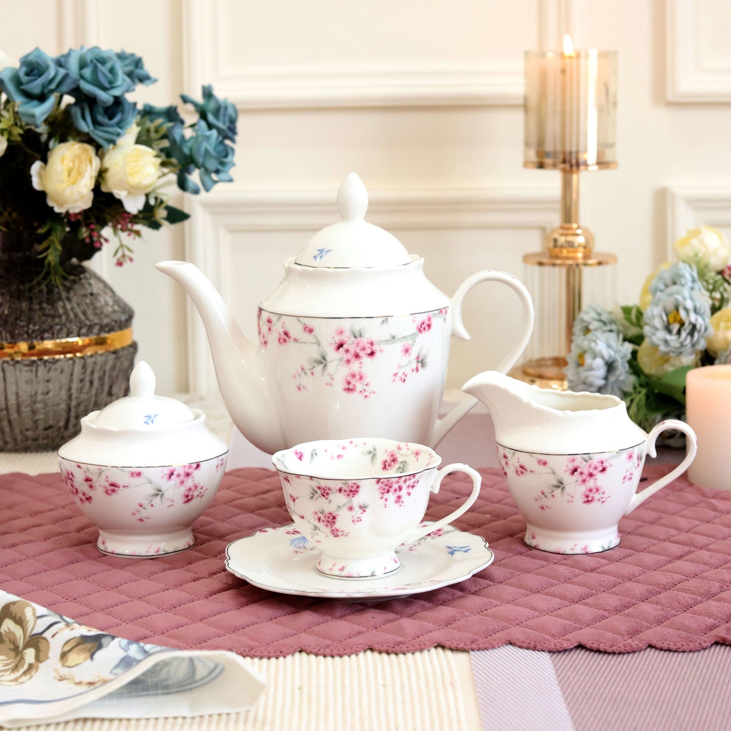 Orchid Bliss 15 Pcs Tea Set (Vintage Collection)