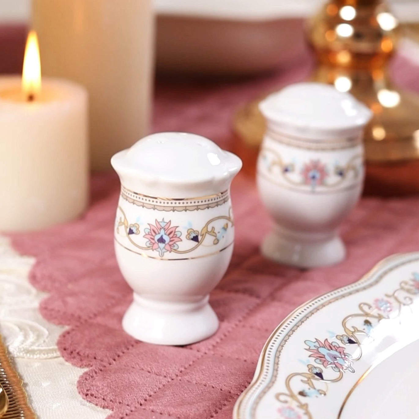 White Pattern 51 Pcs Dinner Set - Vigneto