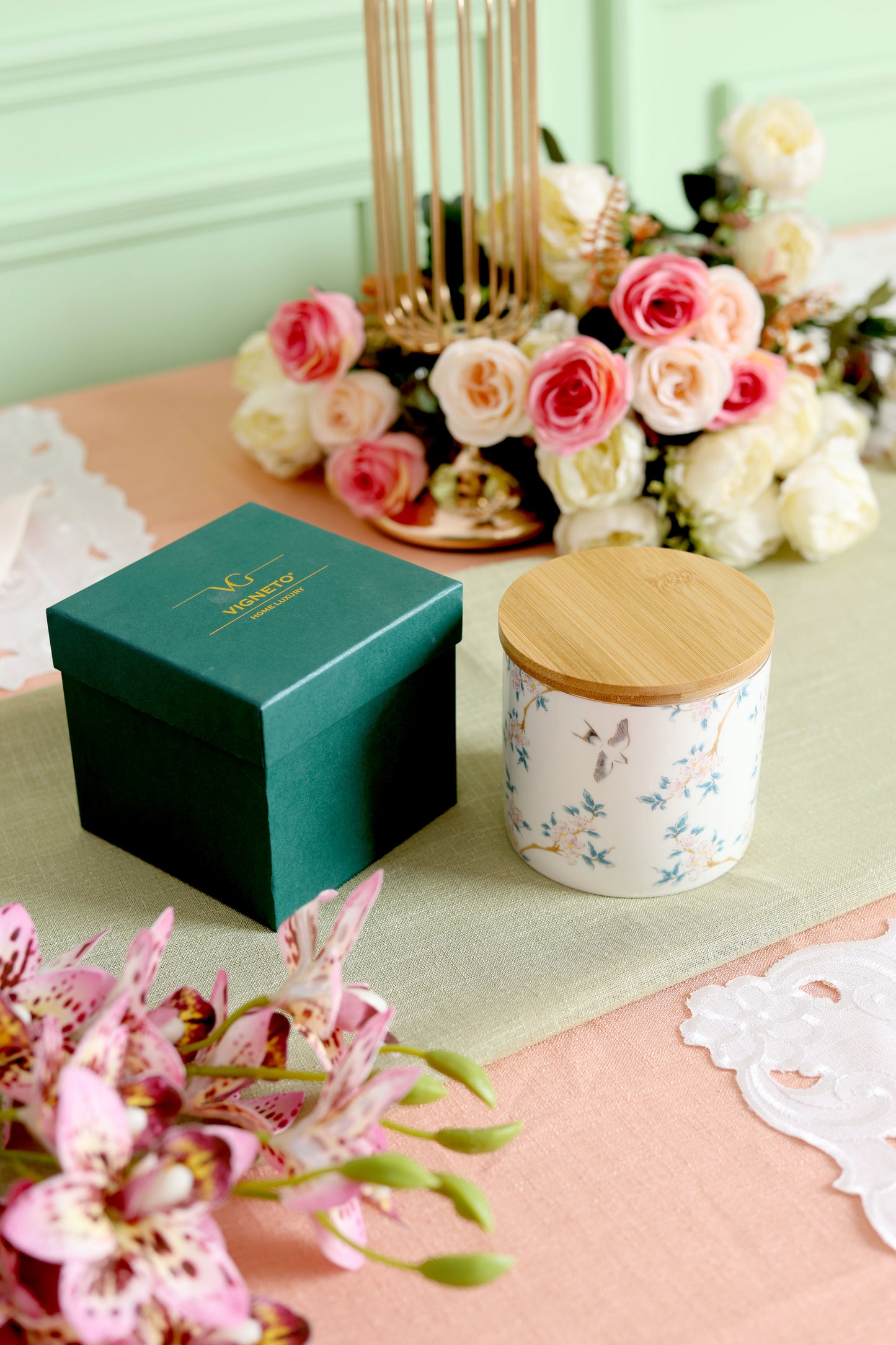 Victorian Green Canister (1 Pc)
