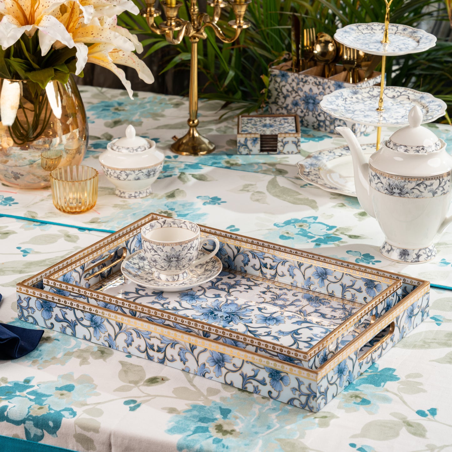 Royal Blue Medium MDF Trays (Set of 2)