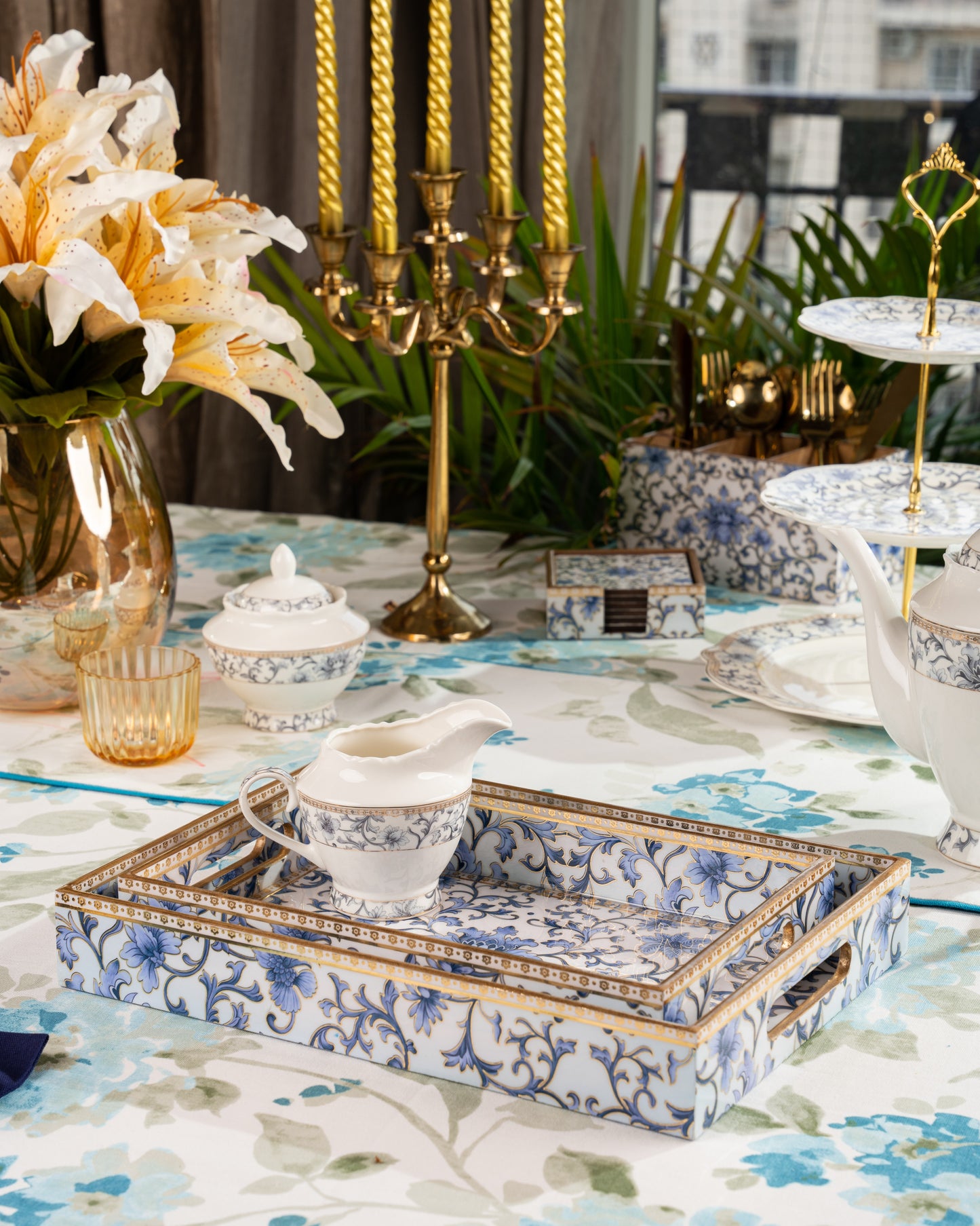 Royal Blue Big MDF Trays (Set of 2)