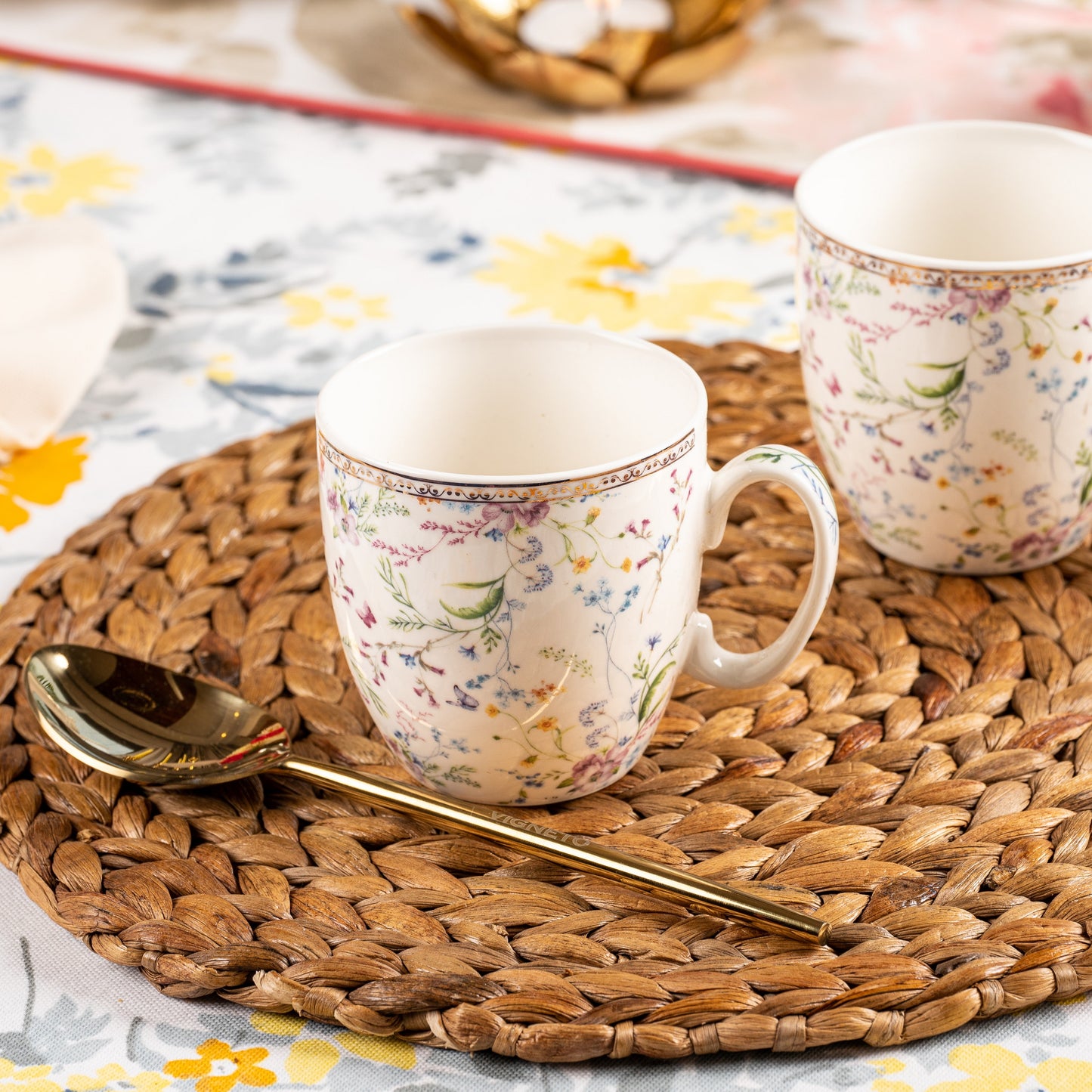 Flower Bed Mug Set (Capacity 170 ML, Set of 6) - Vigneto
