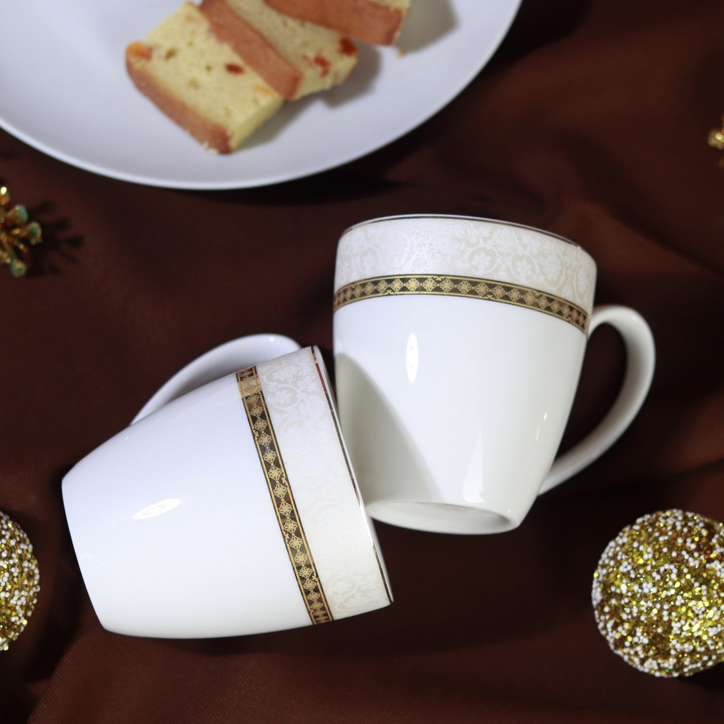 Opaline Gold Mug Set (Capacity 170 ML, Set of 6) - Vigneto