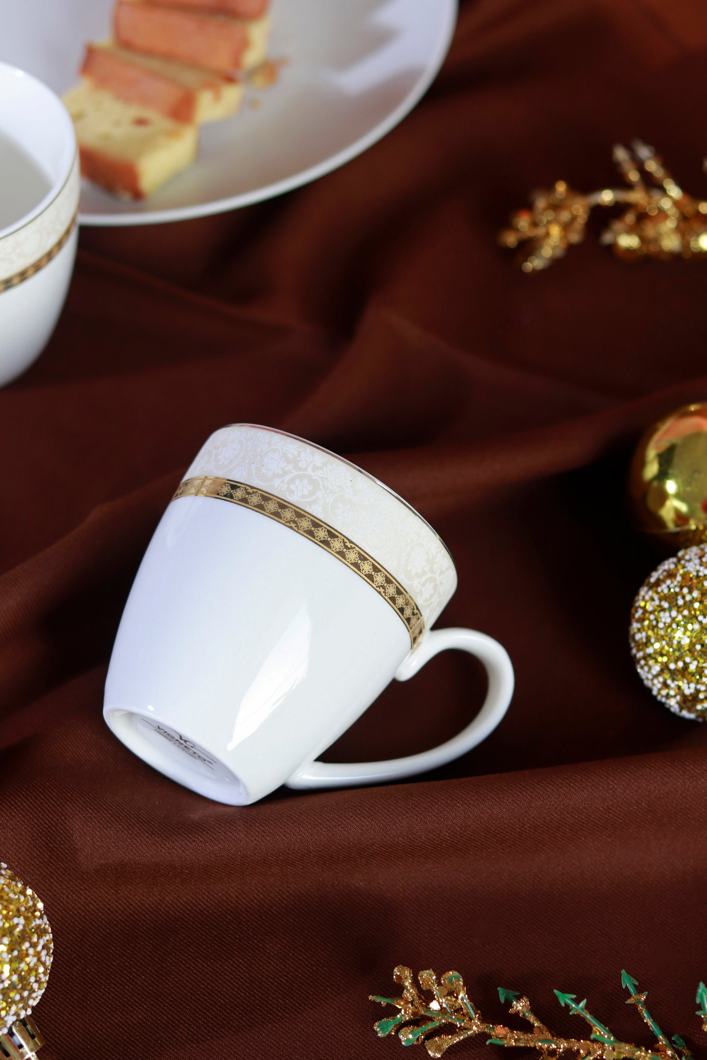 Opaline Gold Mug Set (Capacity 170 ML, Set of 6) - Vigneto