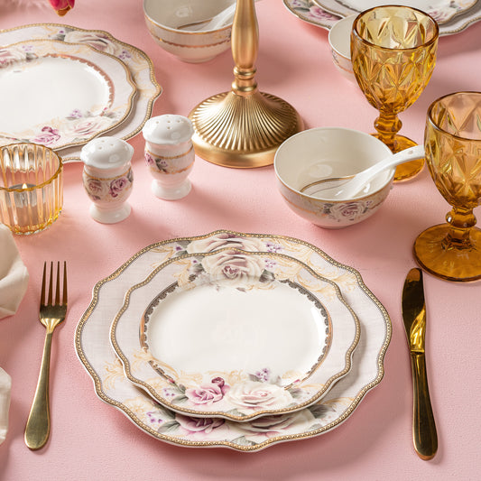 Gold Roses 36 Pcs Dinner Set - Vigneto