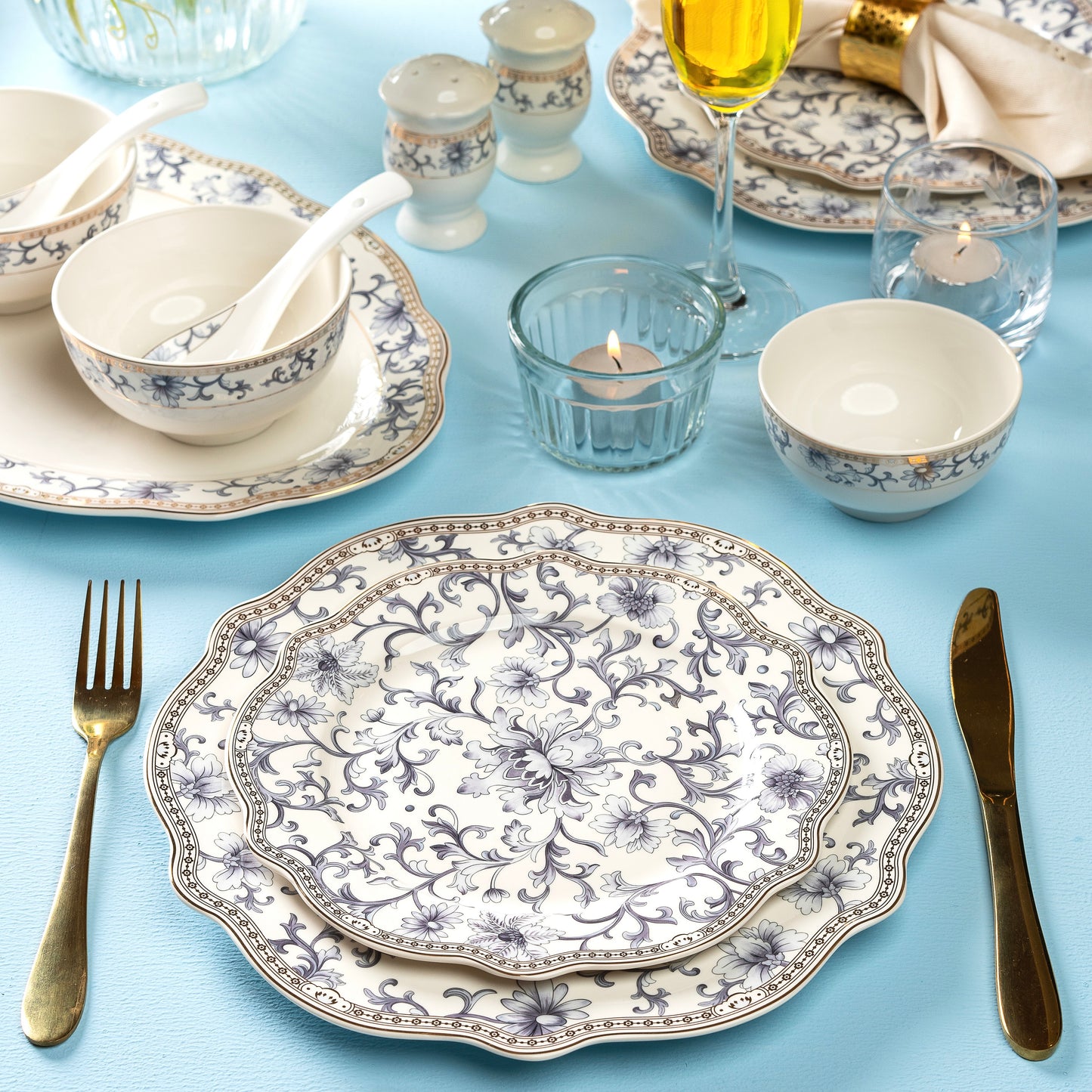 Royal Blue 36 Pcs Dinner Set - Vigneto