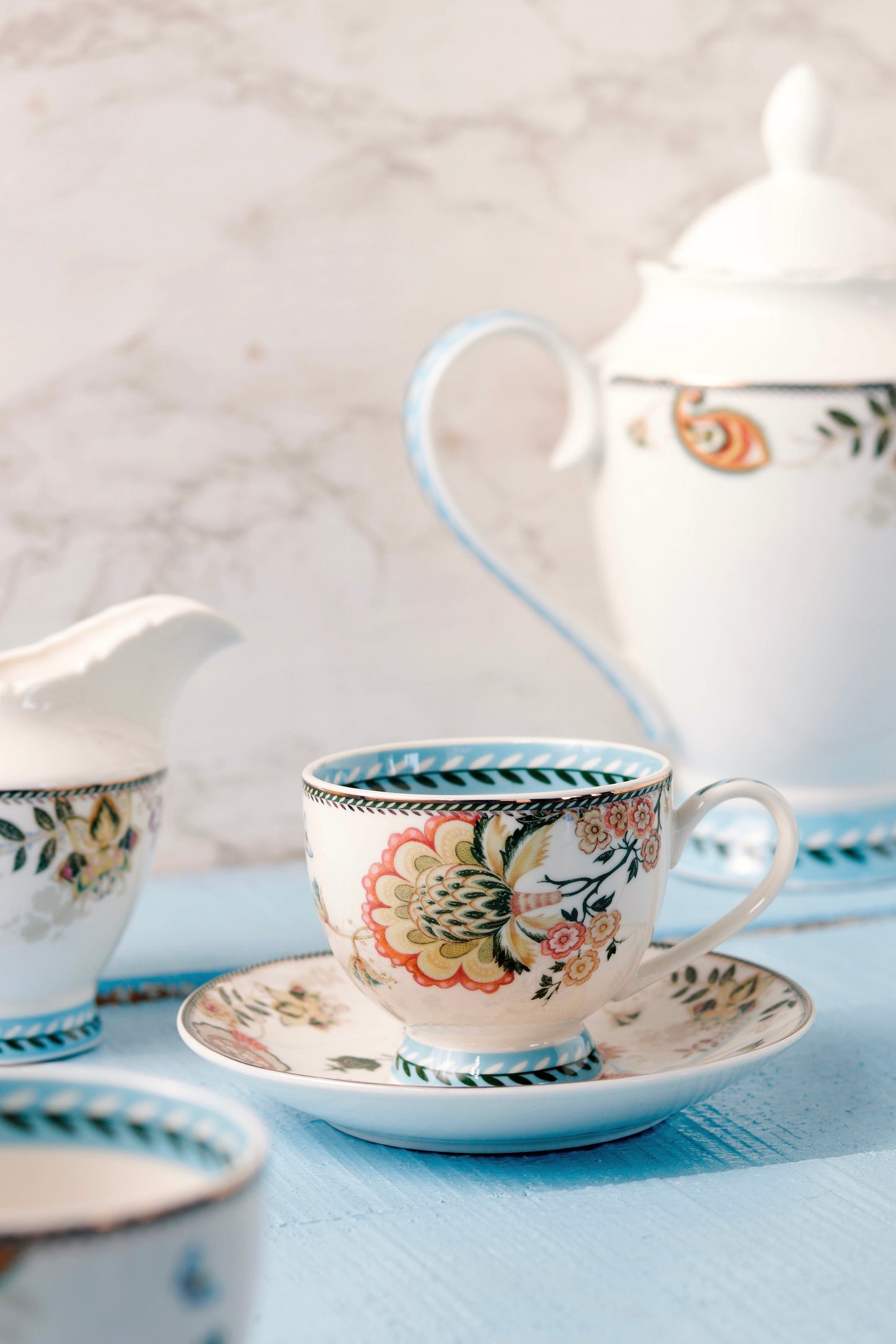 Red Flower 15 Pcs Tea Set - Vigneto