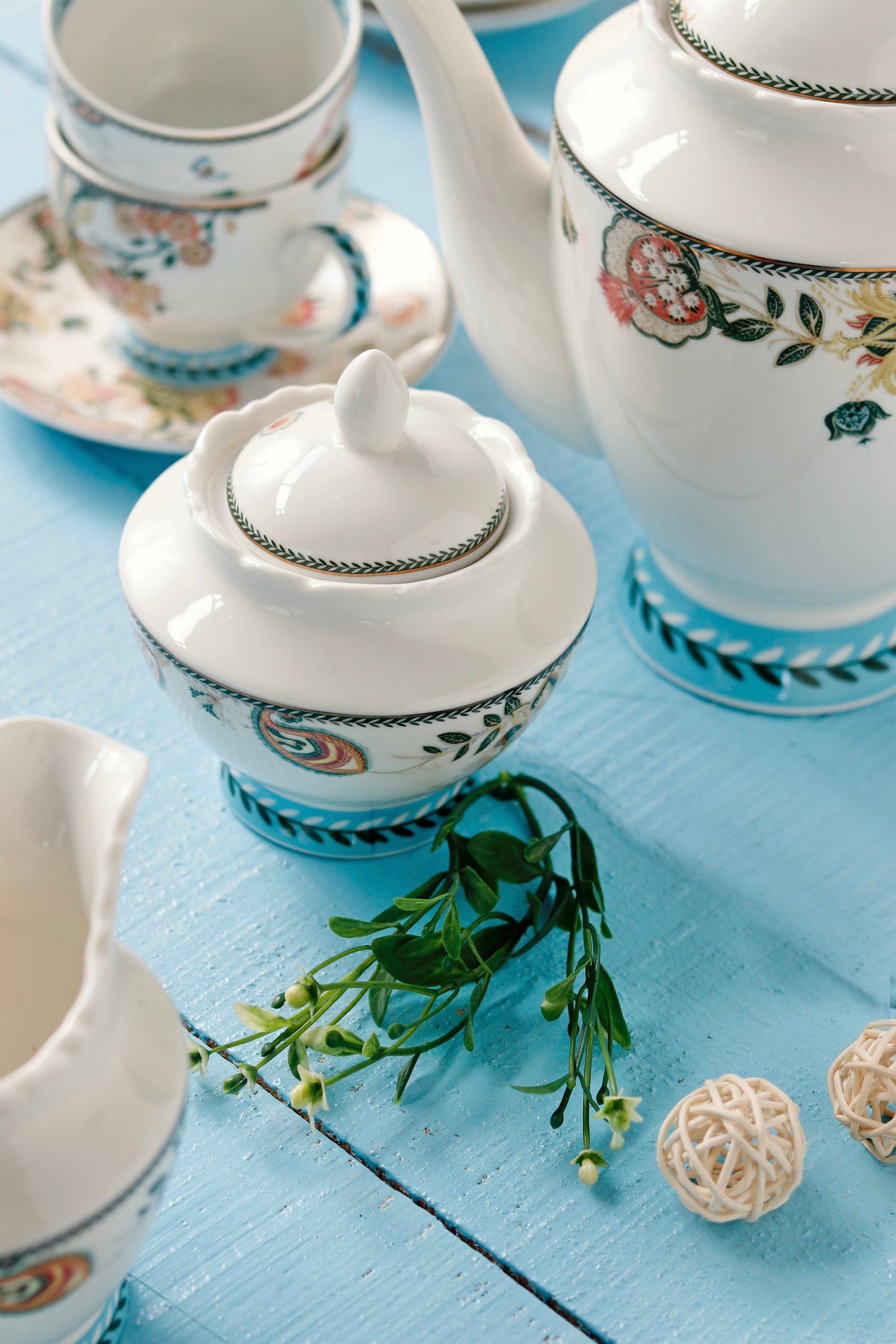 Red Flower 15 Pcs Tea Set - Vigneto