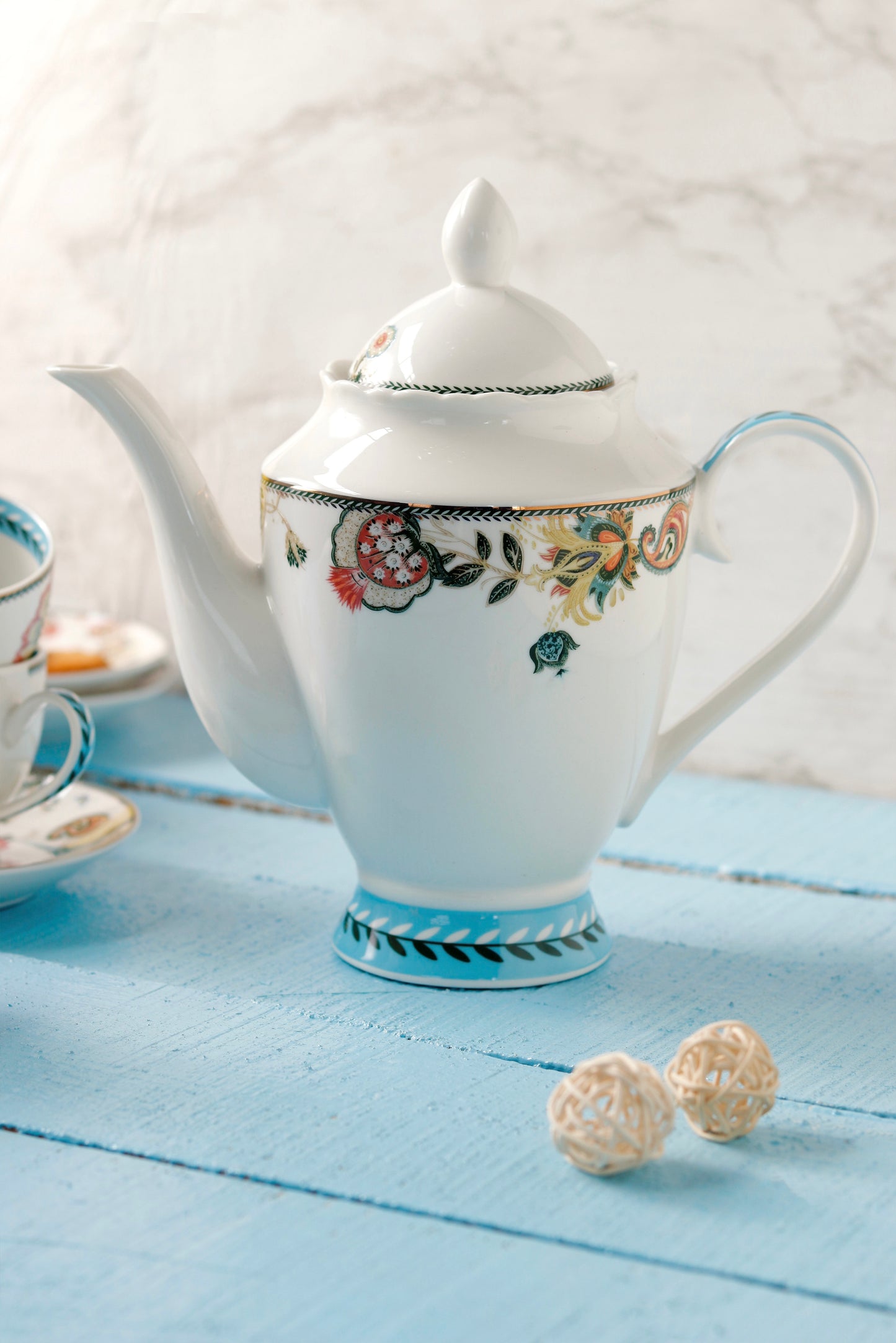 Red Flower 15 Pcs Tea Set - Vigneto