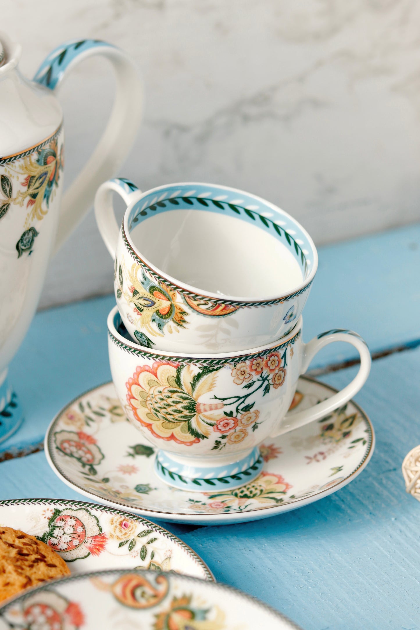 Red Flower 15 Pcs Tea Set - Vigneto